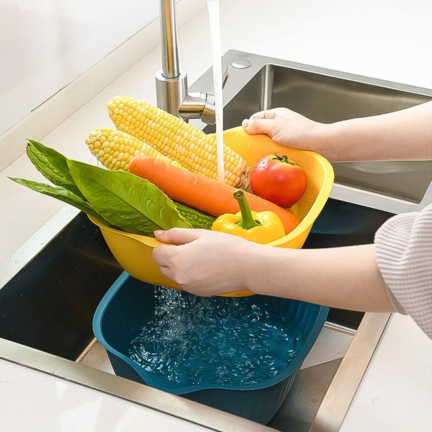 Plastic Washing Bowl & Strainer Basket for Kitchen Use thumbnail 5