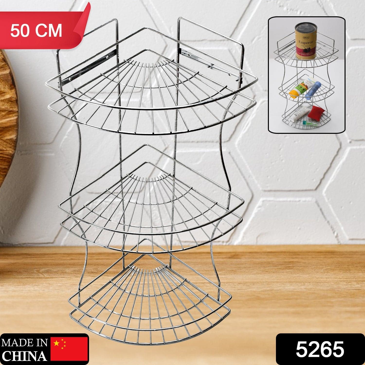 Multipurpose Stainless Steel Multi- 3 Tier Corner Storage Rack thumbnail 2