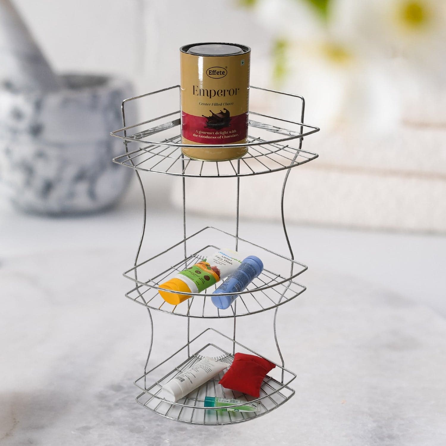 Multipurpose Stainless Steel Multi- 3 Tier Corner Storage Rack thumbnail 3