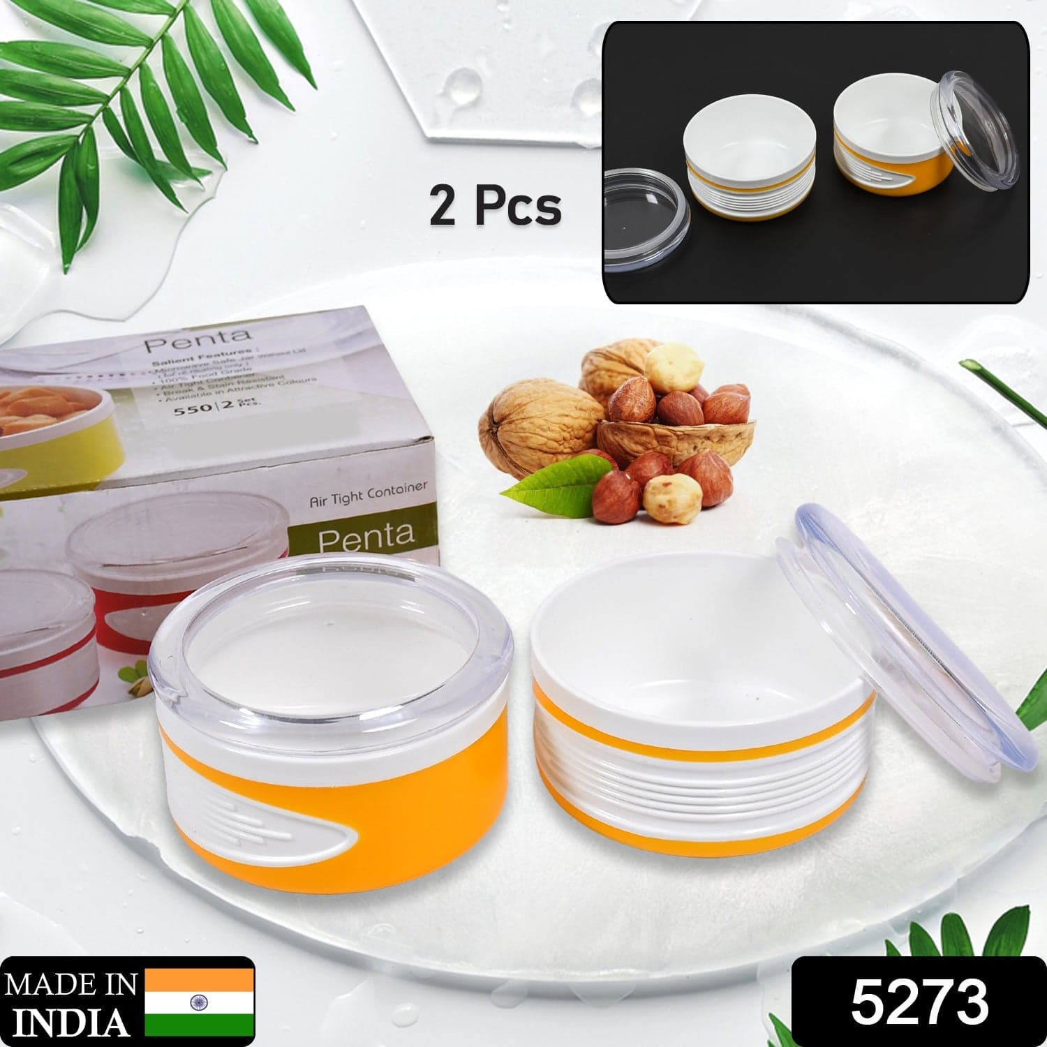 Airtight Plastic Storage Container Set (2 pieces, 550ml) thumbnail 2