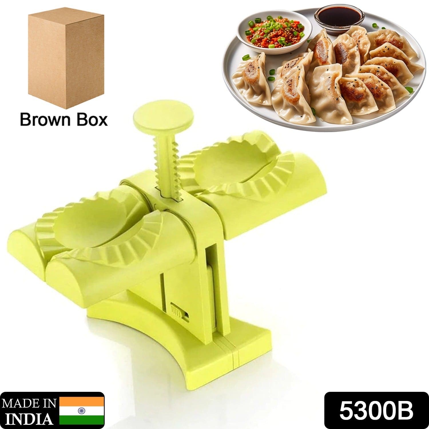 Double-Head Dumpling Maker Mold of Press Two Dumplings at Once (Brown Box) thumbnail 2