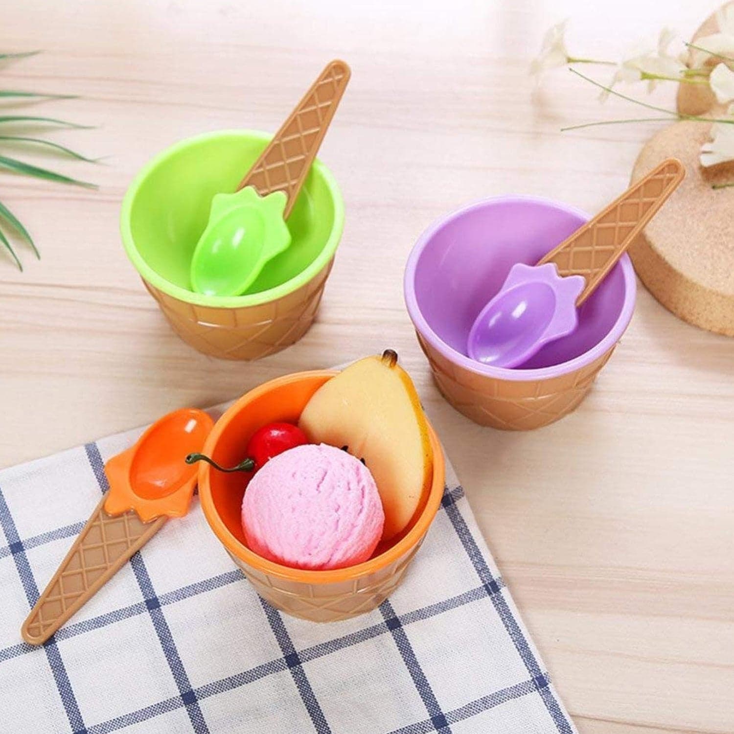 Ice Cream Waffle Bowl Set with Spoon of 2 Units thumbnail 1