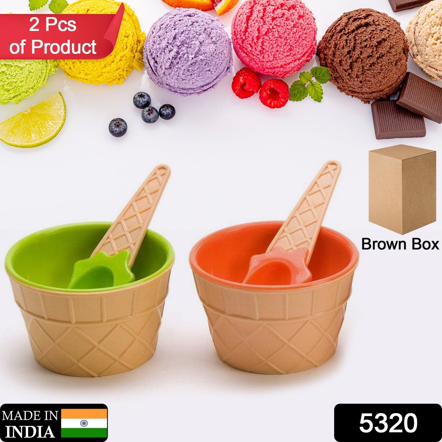 Ice Cream Waffle Bowl Set with Spoon of 2 Units thumbnail 2