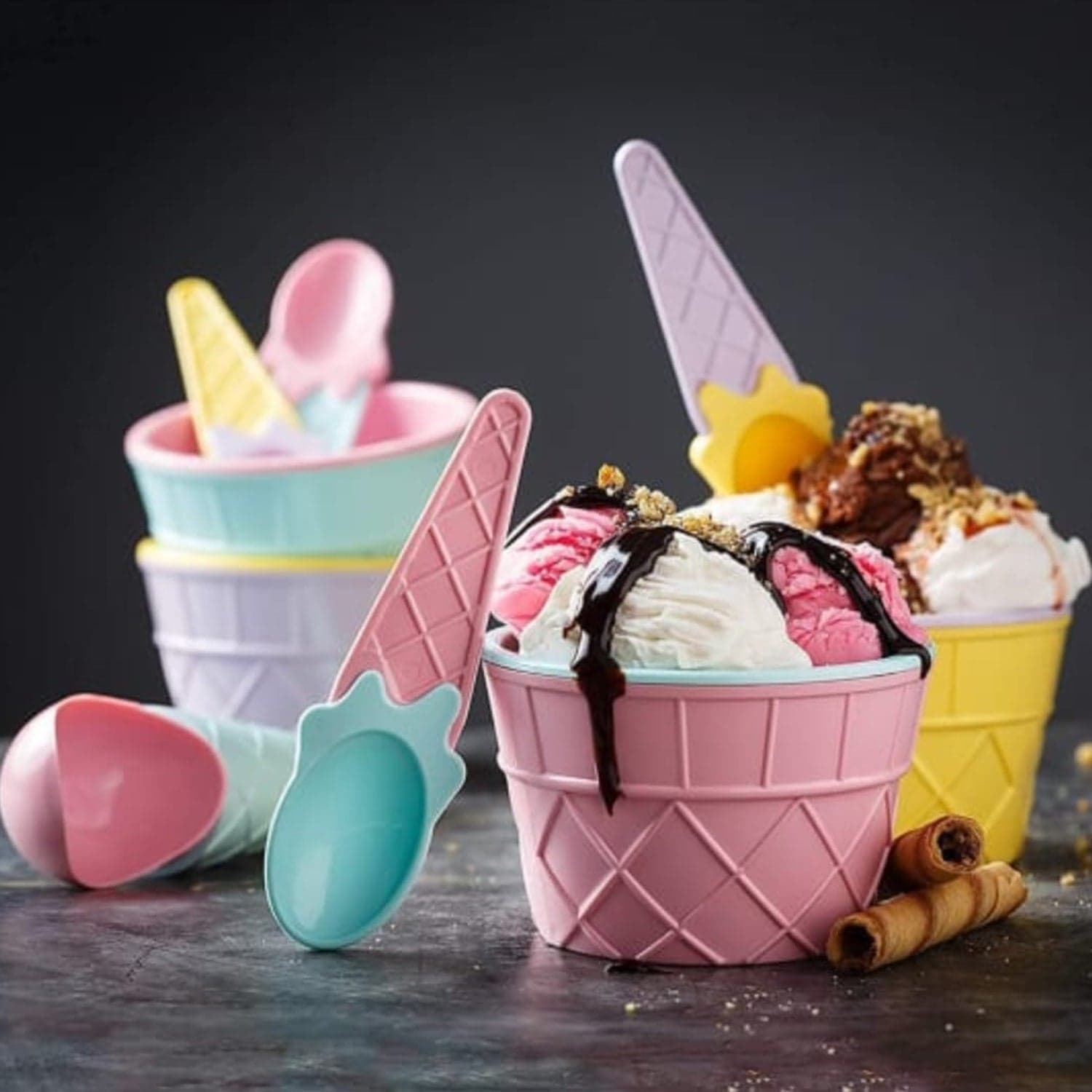 Ice Cream Waffle Bowl Set with Spoon of 2 Units thumbnail 3