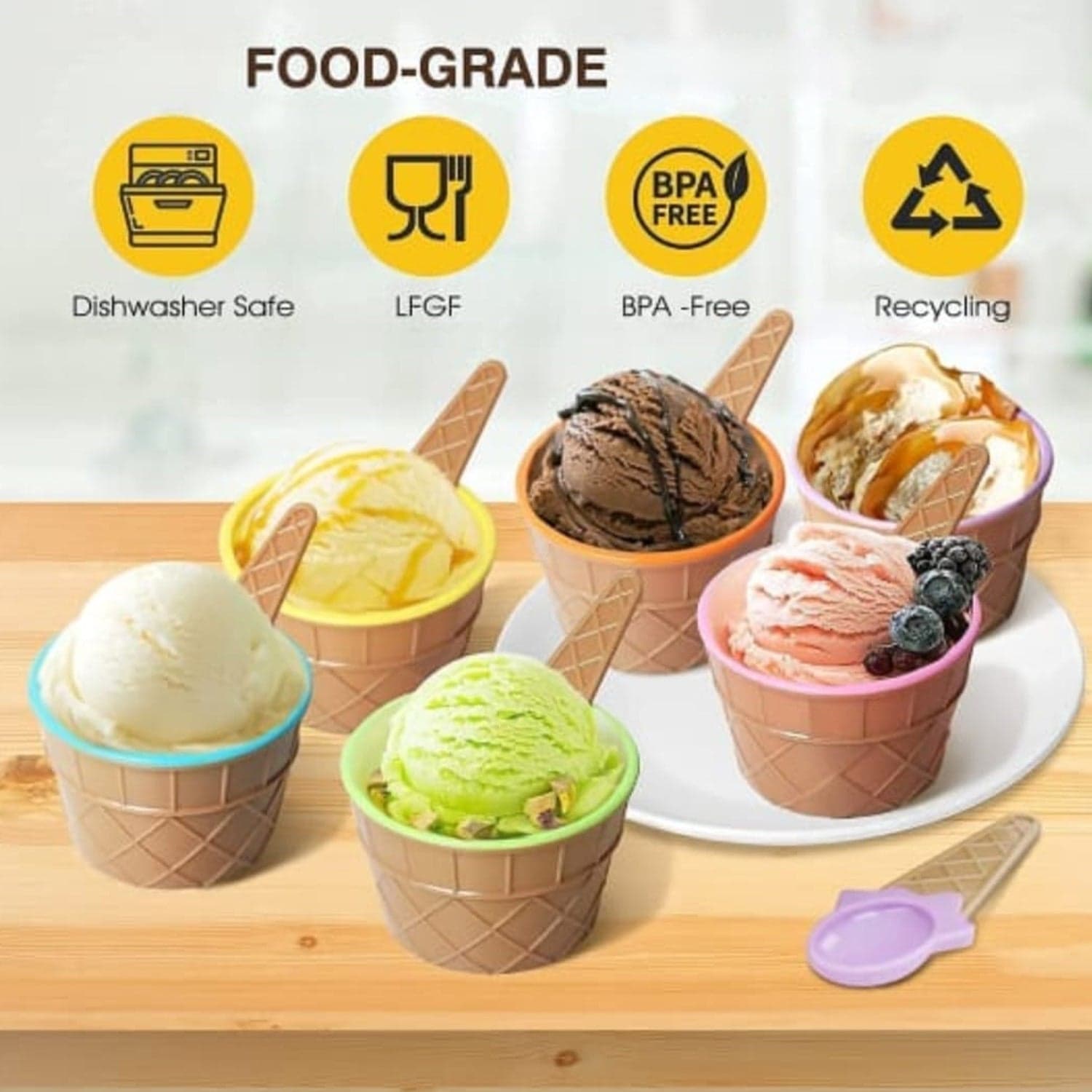 Ice Cream Waffle Bowl Set with Spoon of 2 Units thumbnail 8