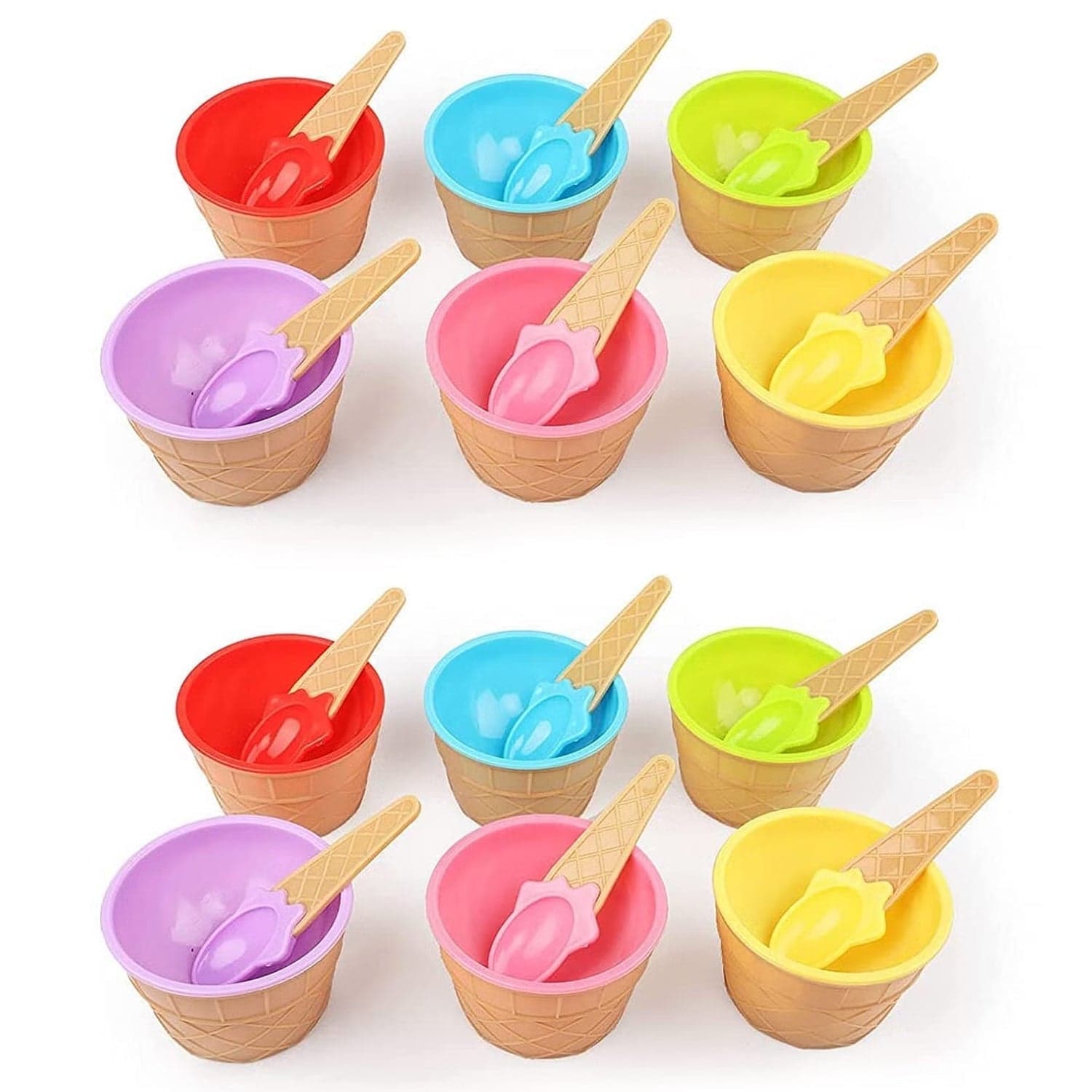 Ice-Cream Waffle Spoon Bowel Cup Set | Premium ice Cream Set | Ice-Cream Bowel with Spoon | 12 units Couple Bowl Set | Brown Box thumbnail 4