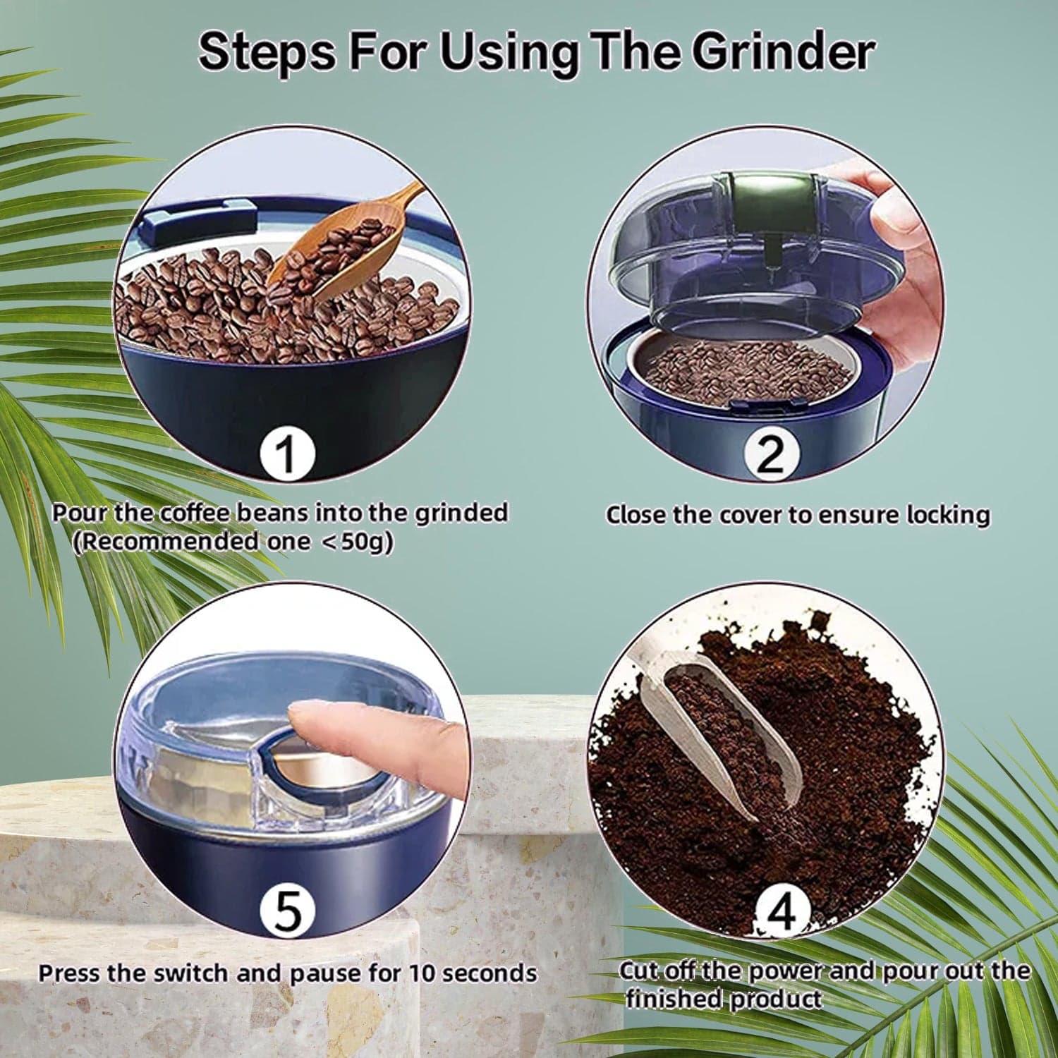 Portable 4-Blade Mini Grinder & Blender for Home & Office thumbnail 6