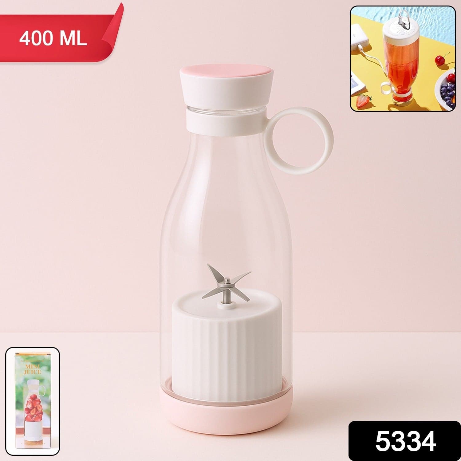 Blender Portable Juicer with 4 Blades 400 Ml Multicolor thumbnail 2