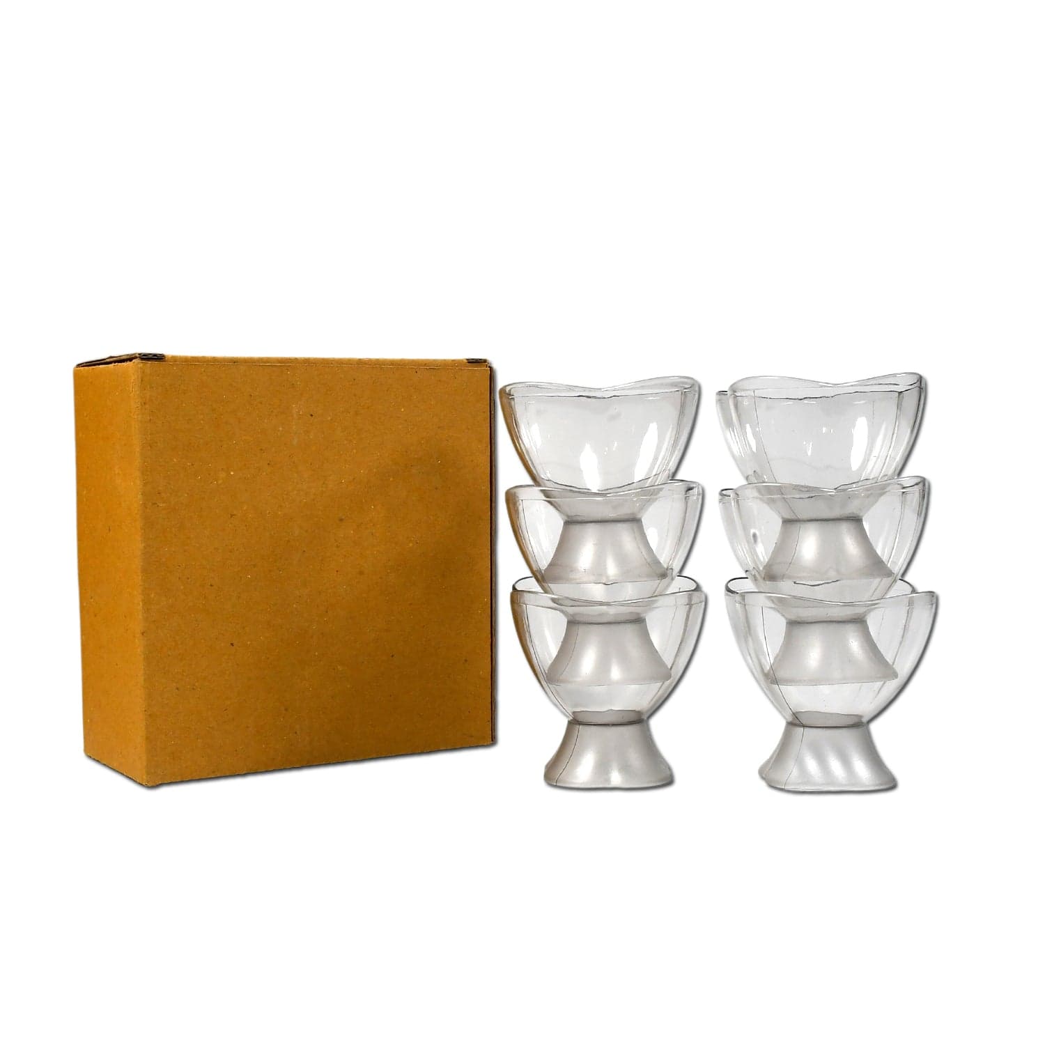 Serving Dessert Bowl Set - 6pcs Ice Cream, Salad, and Fruit Bowls (Brown Box) thumbnail 4