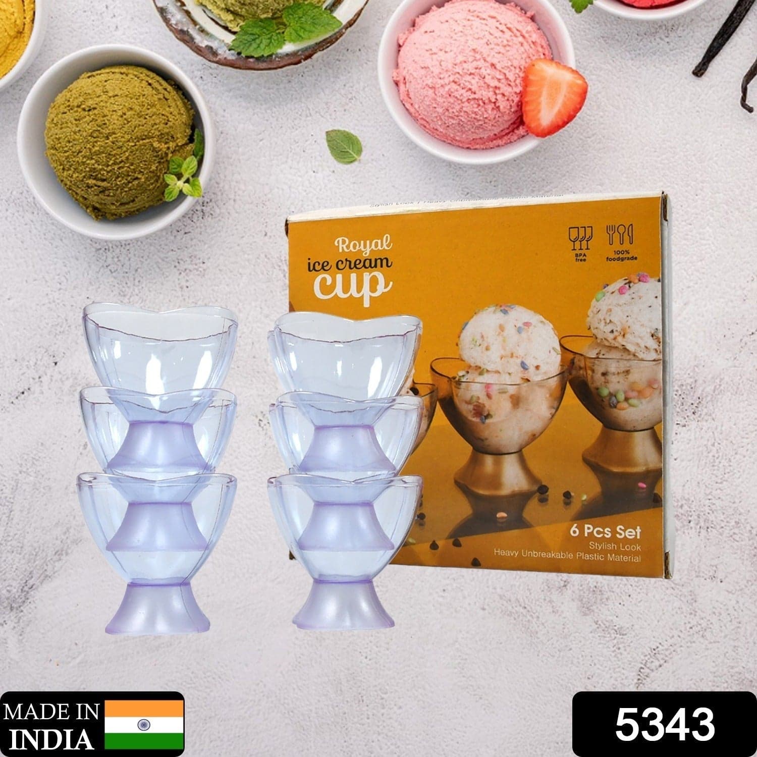 MODERN STYLE DESSERT & ICE CREAM BOWL PLASTIC 6PCS FOR HOME ,OFFICE,PARTY thumbnail 2
