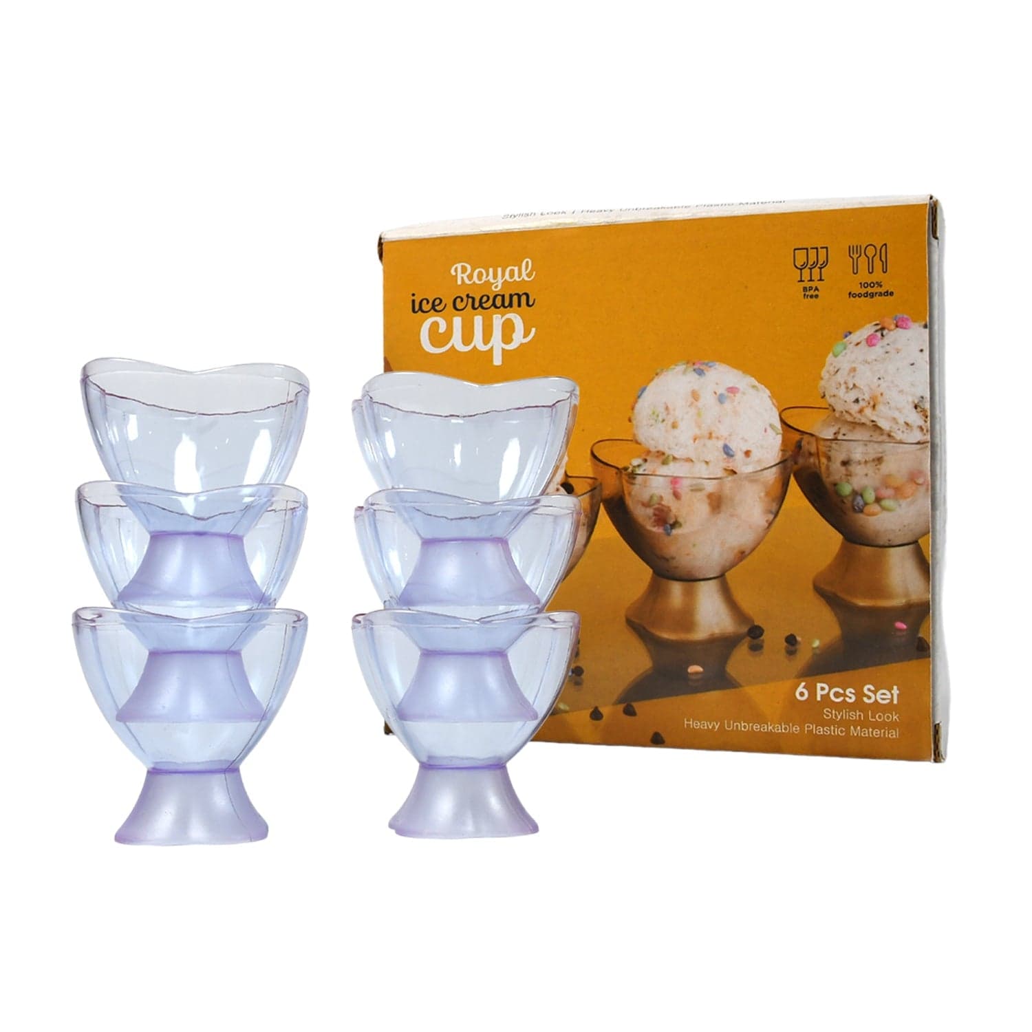 MODERN STYLE DESSERT & ICE CREAM BOWL PLASTIC 6PCS FOR HOME ,OFFICE,PARTY thumbnail 4