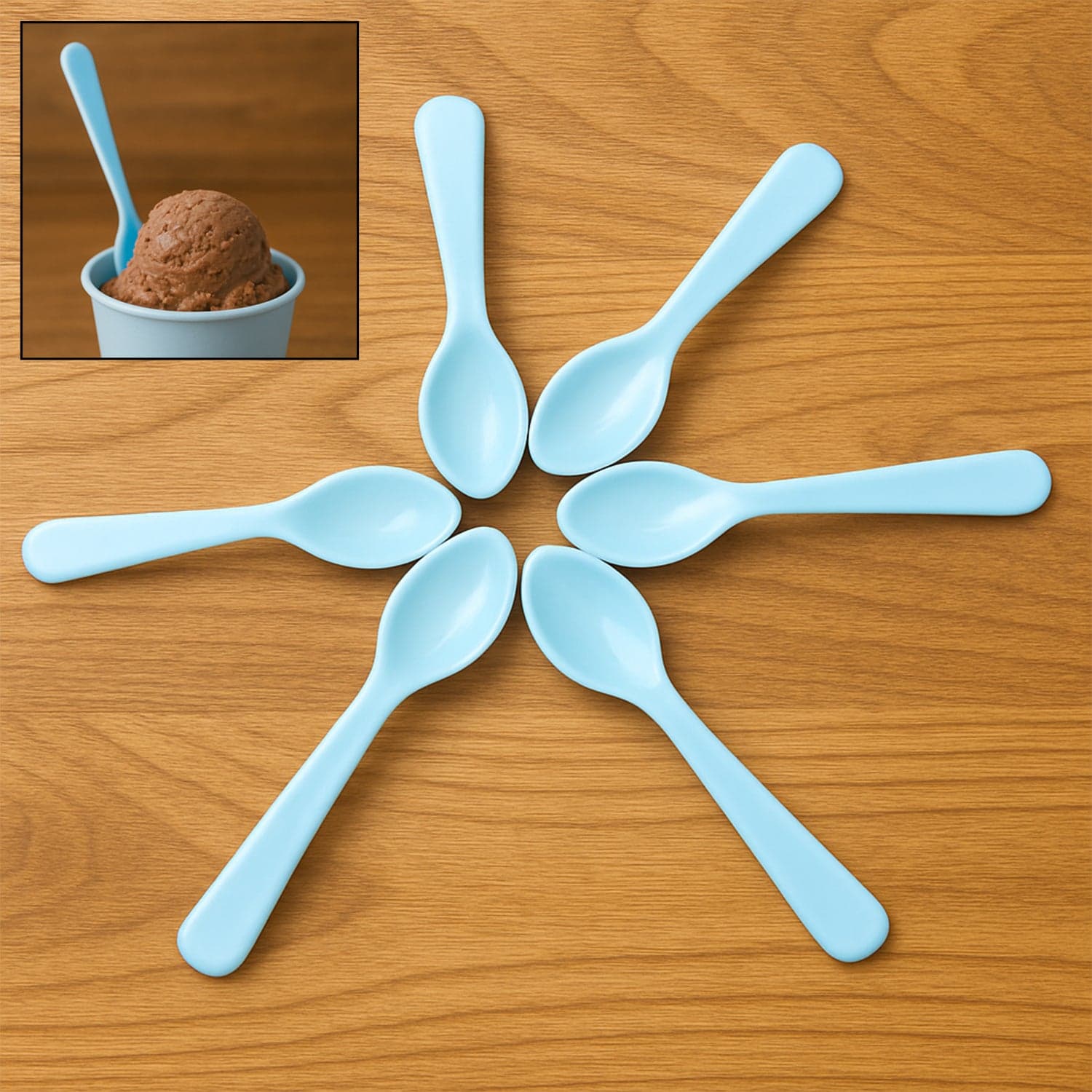 Food Plastic Spoon Set, Plastic Table Spoon Set Plastic Tea Spoon, Coffee With Abs Plastic, Heat-Resistant Spoon (6 Pc Set ) thumbnail 1