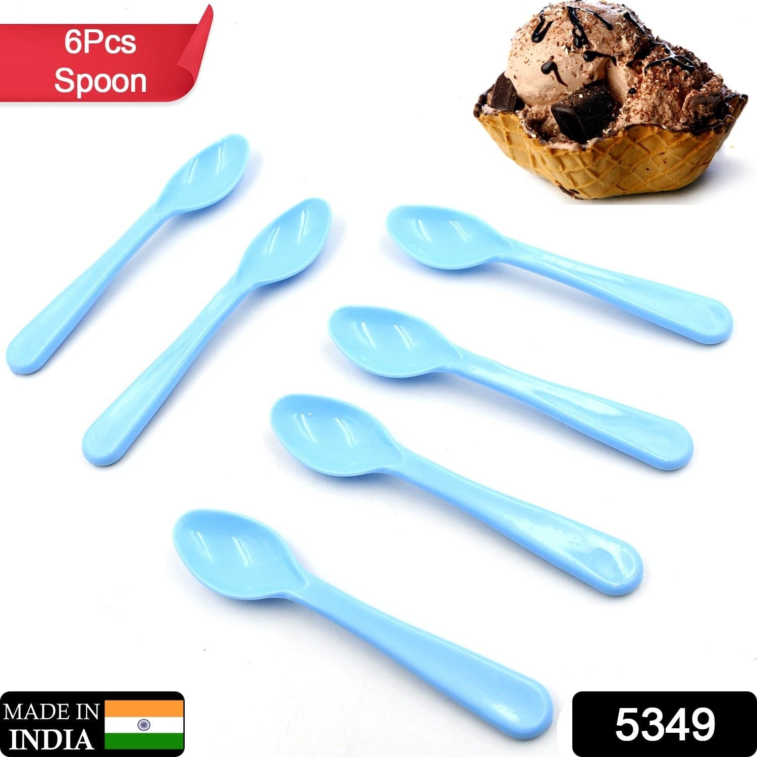 Food Plastic Spoon Set, Plastic Table Spoon Set Plastic Tea Spoon, Coffee With Abs Plastic, Heat-Resistant Spoon (6 Pc Set ) thumbnail 2
