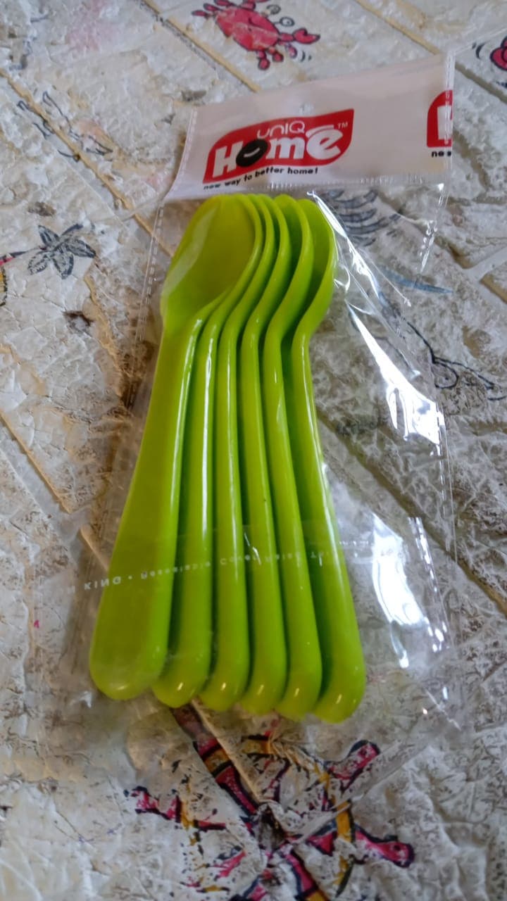 Food Plastic Spoon Set, Plastic Table Spoon Set Plastic Tea Spoon, Coffee With Abs Plastic, Heat-Resistant Spoon (6 Pc Set ) thumbnail 7