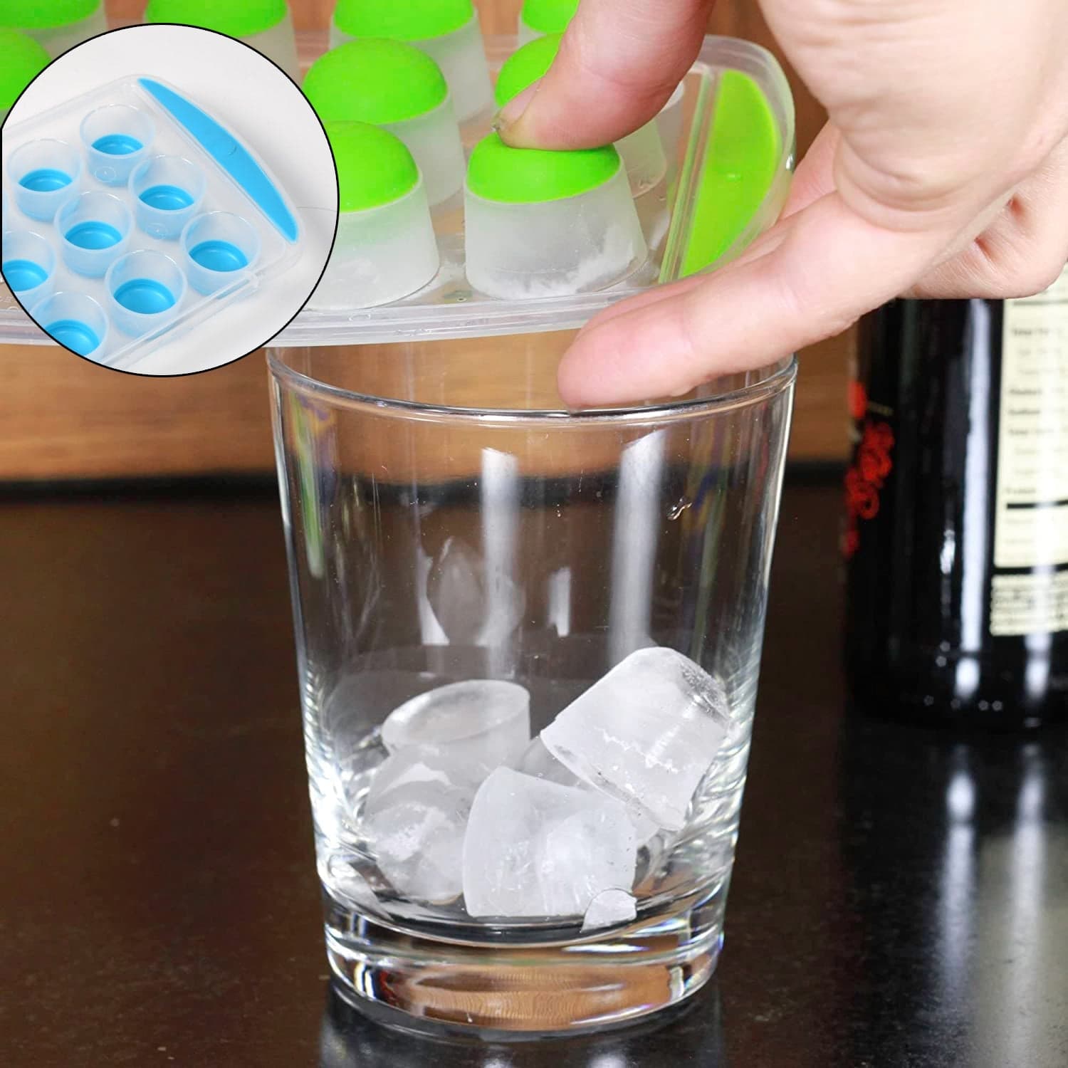 Smart Push Out Round Shape Mini Ice Cube Trays with Flexible Silicone Bottom | Round Shape Silicone Chocolate Mold Maker Ice Cube Tray Freeze Mold thumbnail 1
