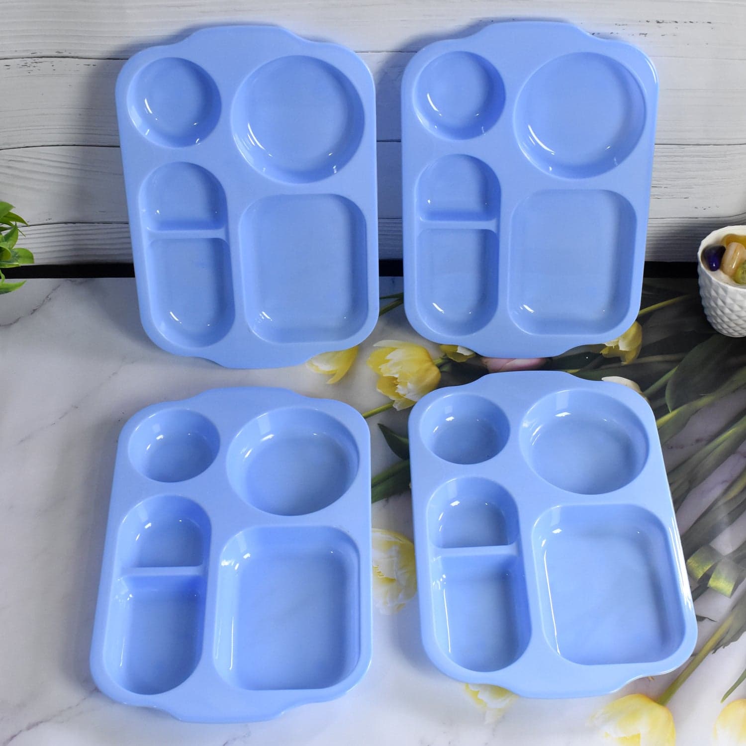 Unbreakable Plastic Food Plates / Biodegradable 5 Compartment Square Plate for Food thumbnail 6