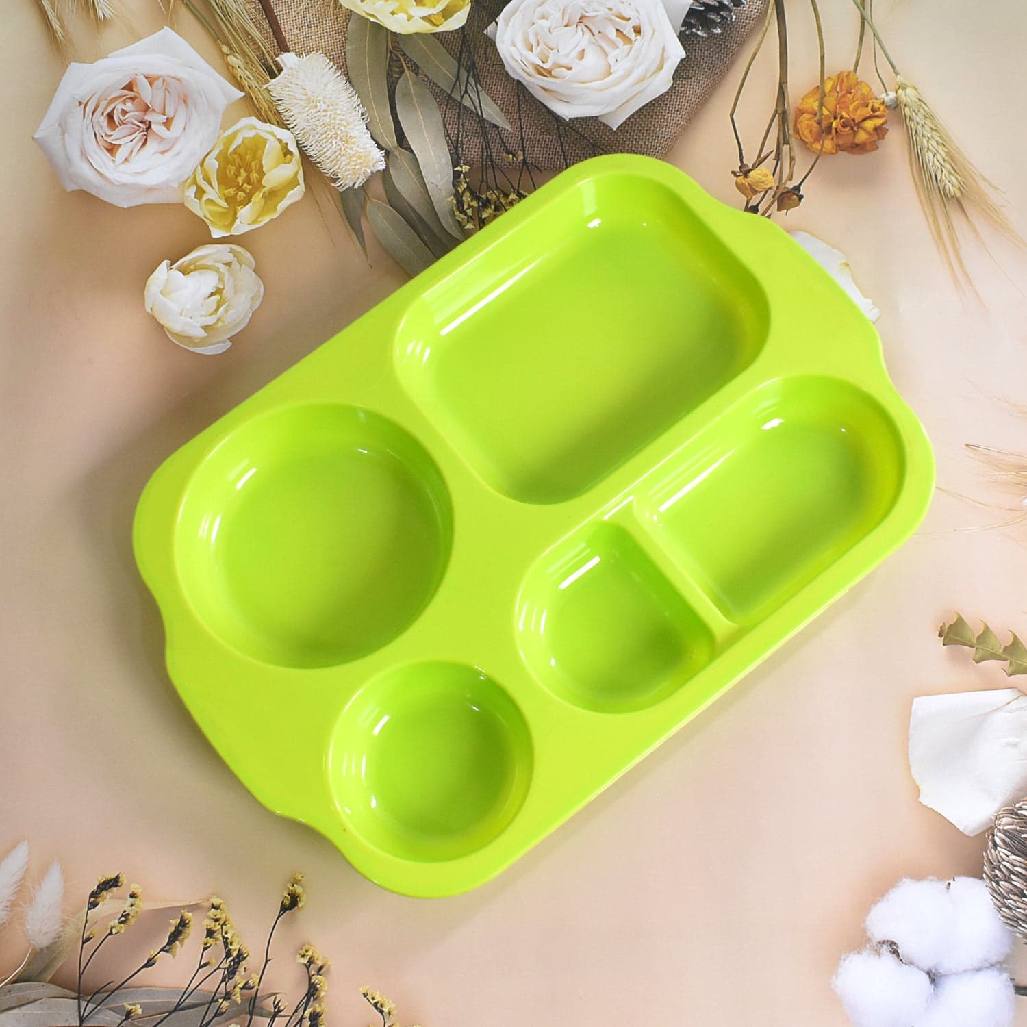 Unbreakable Plastic Food Plates / Biodegradable 5 Compartment Square Plate for Food thumbnail 7