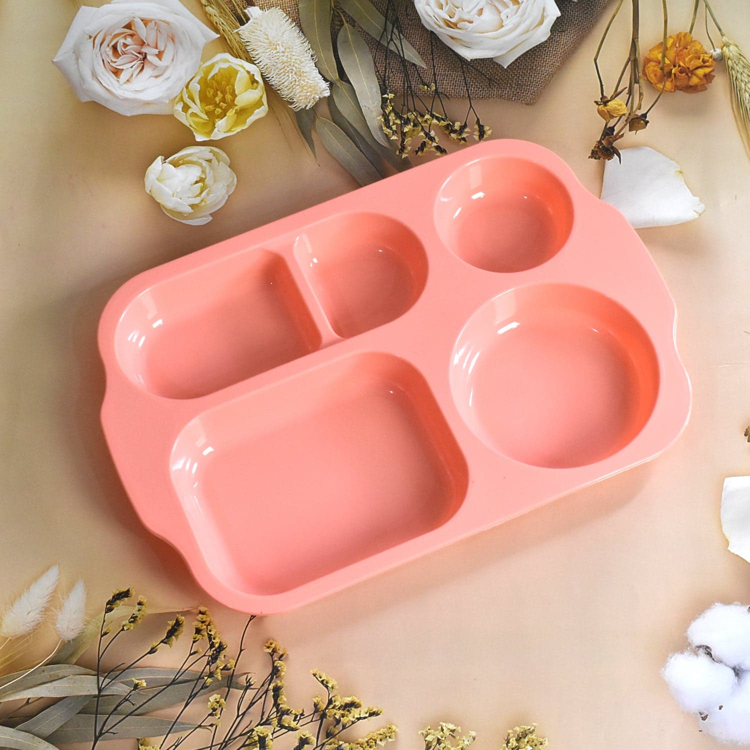 Unbreakable Plastic Food Plates / Biodegradable 5 Compartment Square Plate for Food thumbnail 9