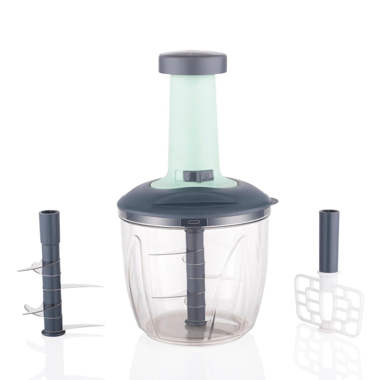 1100 ml 2 in 1 Push up Chopper with affixed with 6 Sharp Blade | Vegetable and Fruit Cutter with Easy Push and chop Button thumbnail 4