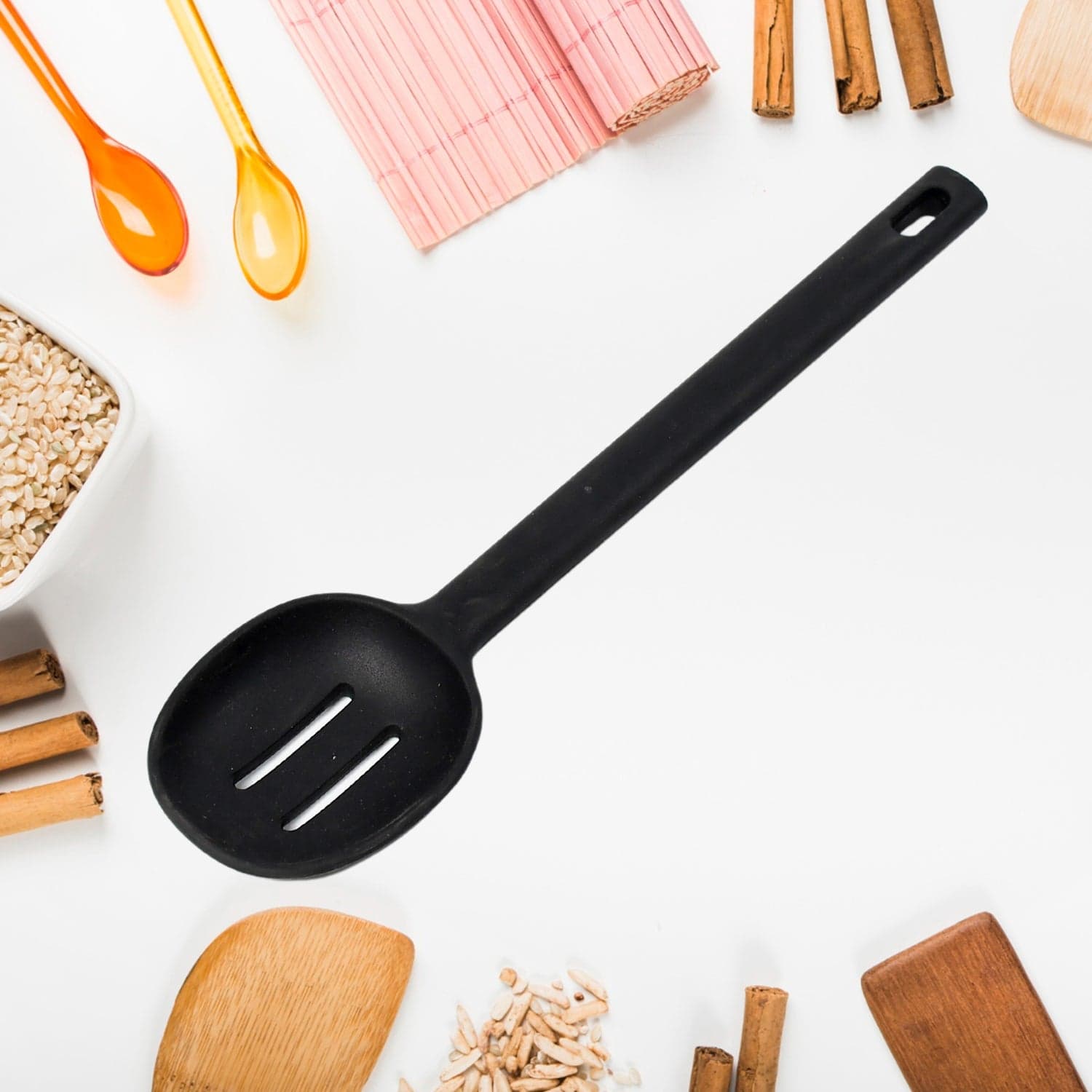 SILICON NON-STICK HEAT RESISTANT KITCHEN ITEM PREMIUM SPOON ( 1PC ) thumbnail 3