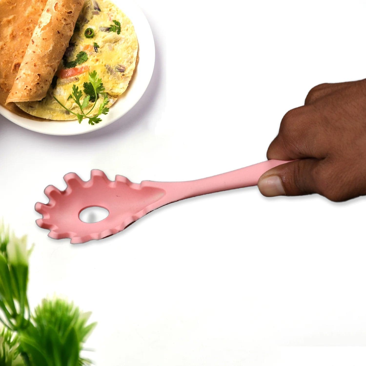 Silicone Pasta Fork Spaghetti Strainer, Non-Slip Heat Resistant thumbnail 2