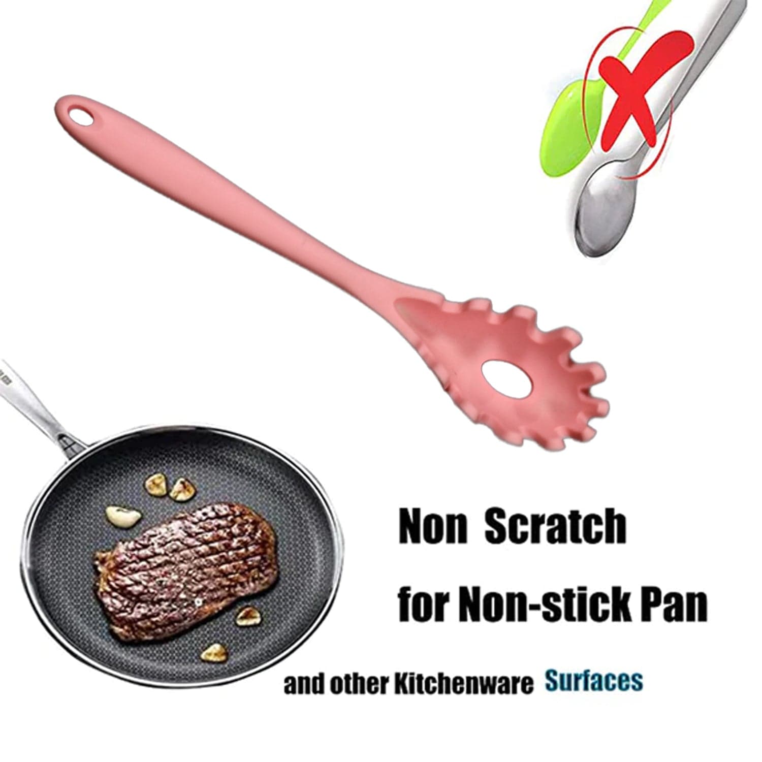 Silicone Pasta Fork Spaghetti Strainer, Non-Slip Heat Resistant thumbnail 5