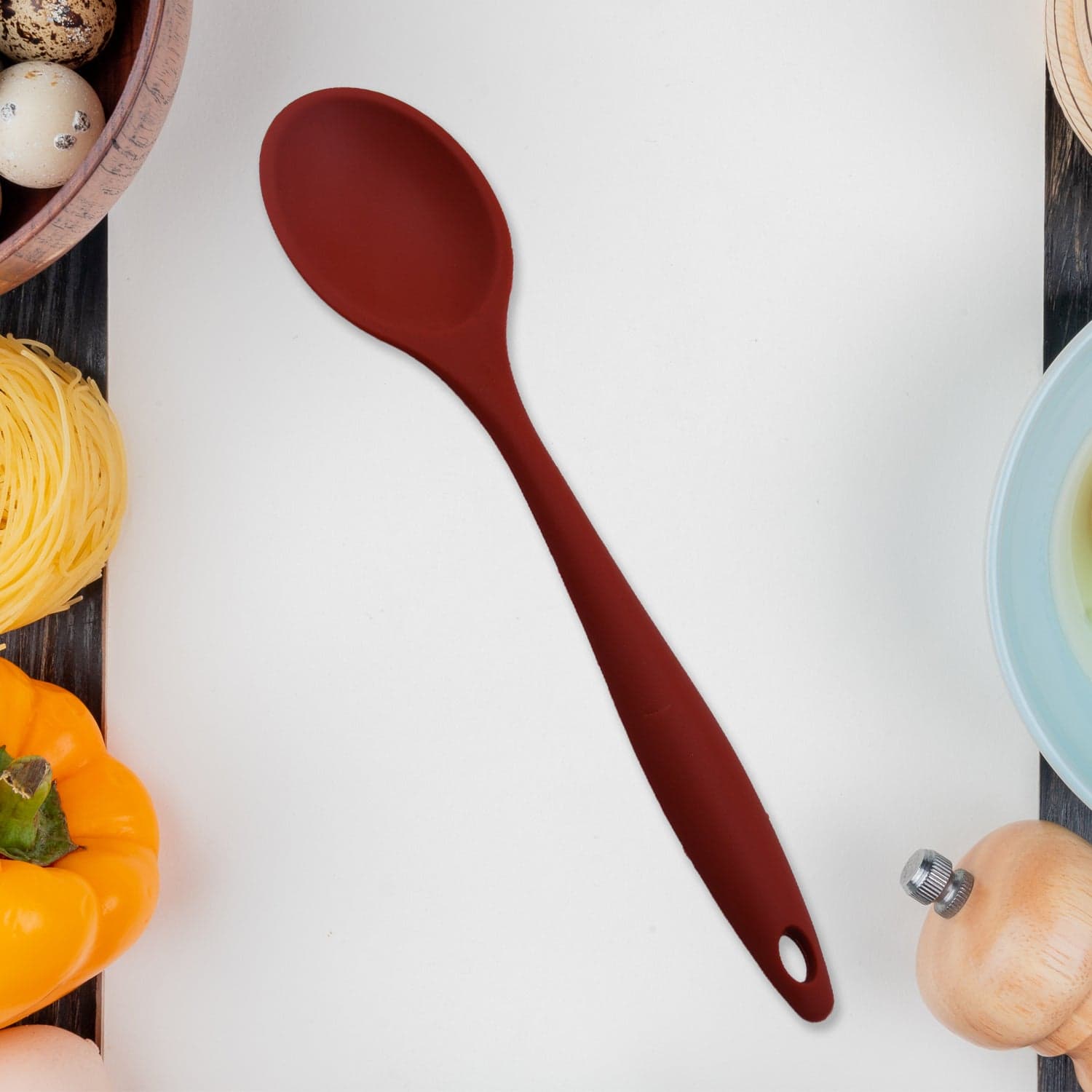 HEAT RESISTANT SILICONE BASTING SPOON NON-STICK SPOON HYGIENIC SOLID COATING COOKWARE KITCHEN TOOLS (27CM) thumbnail 1