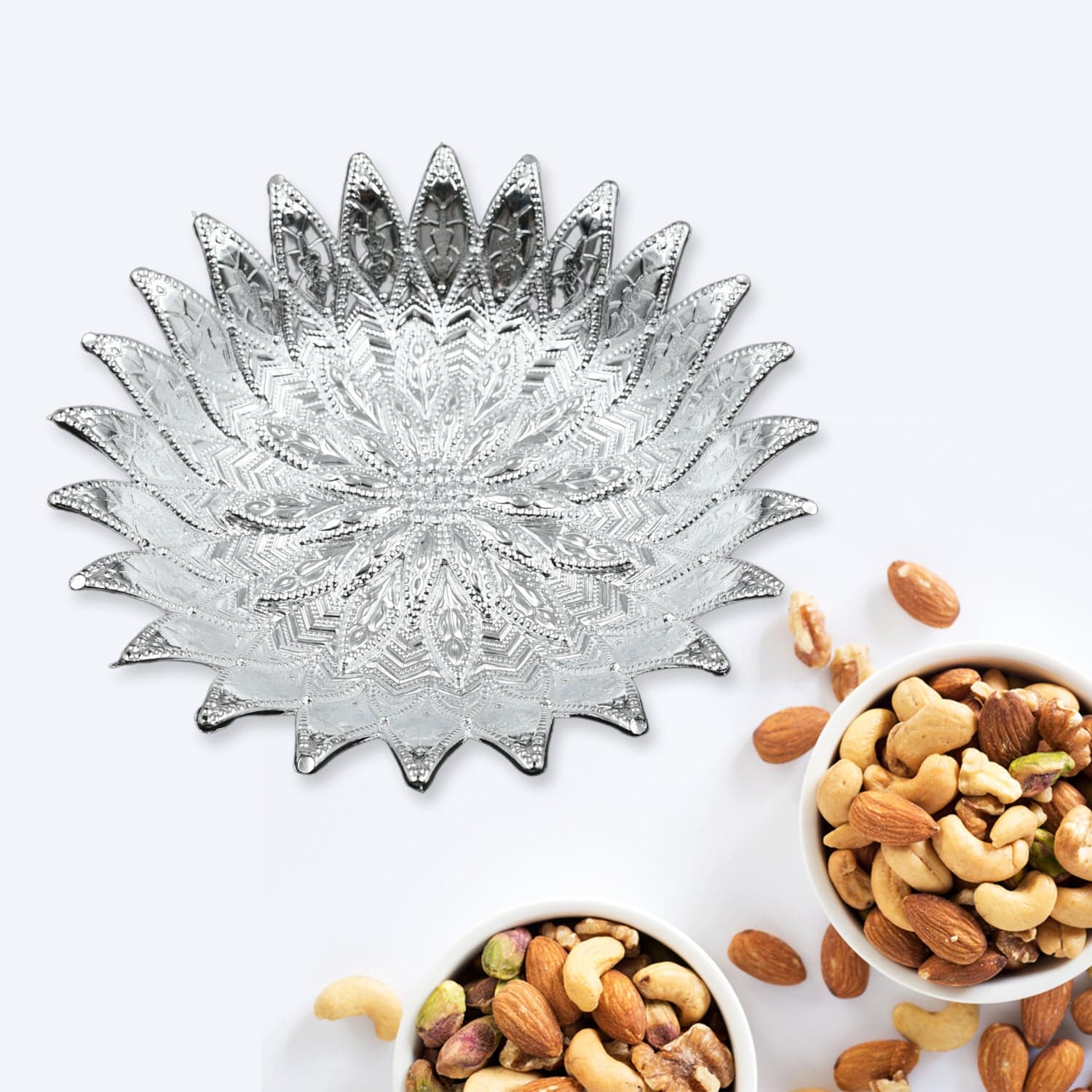 Plastic Silver Finish Serving Tray, Decorative Multipurpose Tray (1 Pc) thumbnail 1
