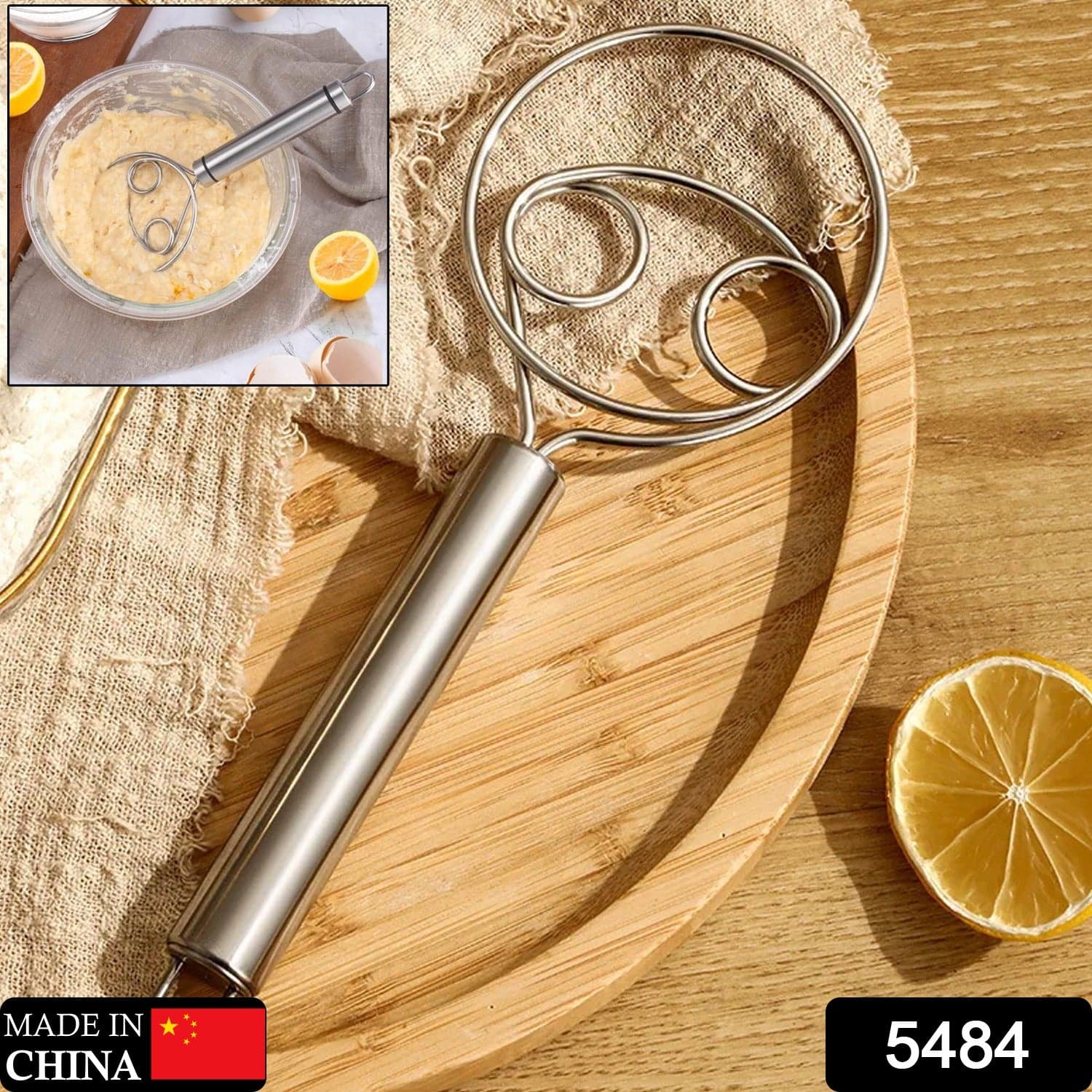 Dough Whisk Premium Stainless Steel Dutch Whisk & Dough Hand Mixer (1 Pc) thumbnail 2