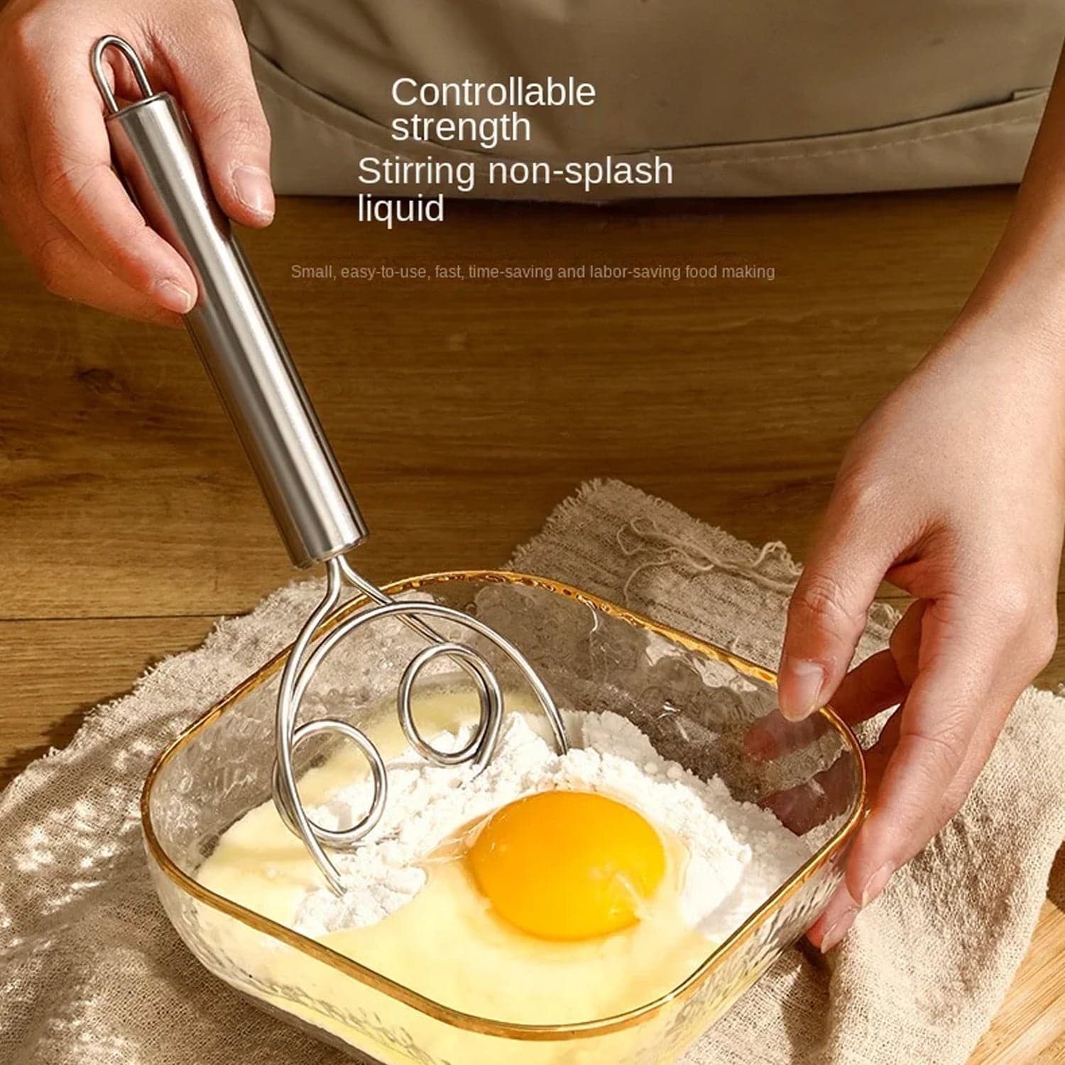 Dough Whisk Premium Stainless Steel Dutch Whisk & Dough Hand Mixer (1 Pc) thumbnail 3