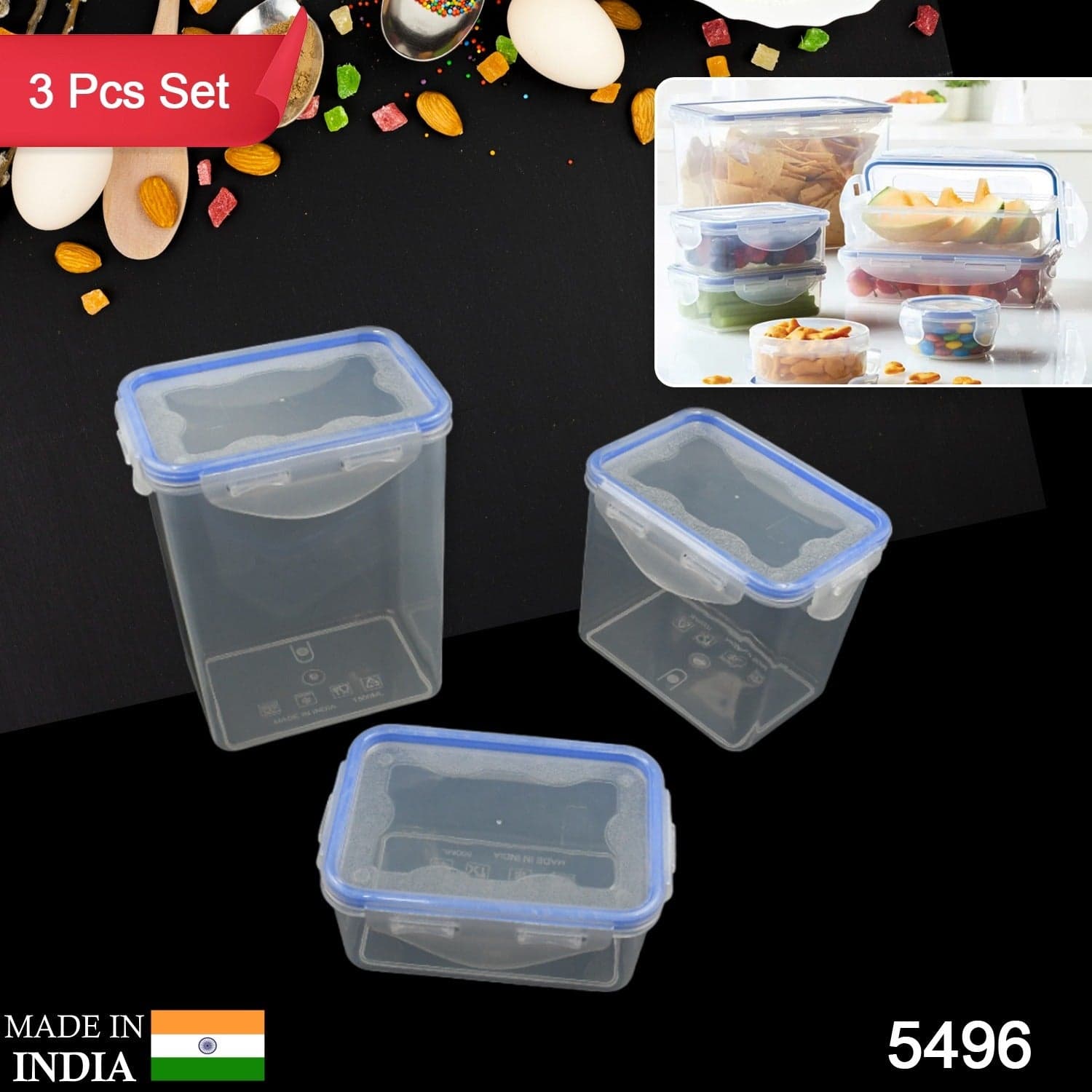 Kitchen Storage Container Set With Food Grade Plastic And Air Seal Lock Lid For Storage Of Grocery thumbnail 2