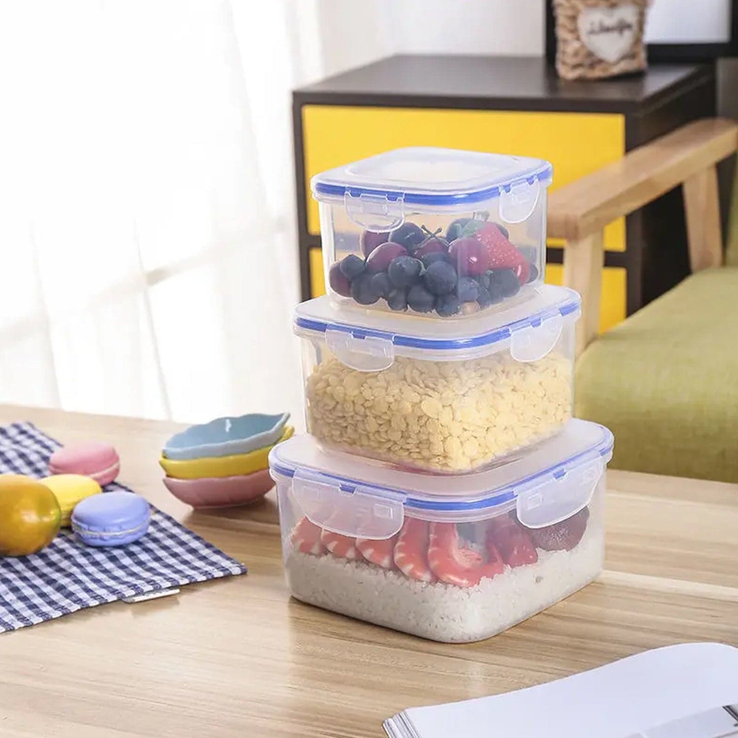 Kitchen Storage Container Set With Food Grade Plastic And Air Seal Lock Lid For Storage Of Grocery thumbnail 5