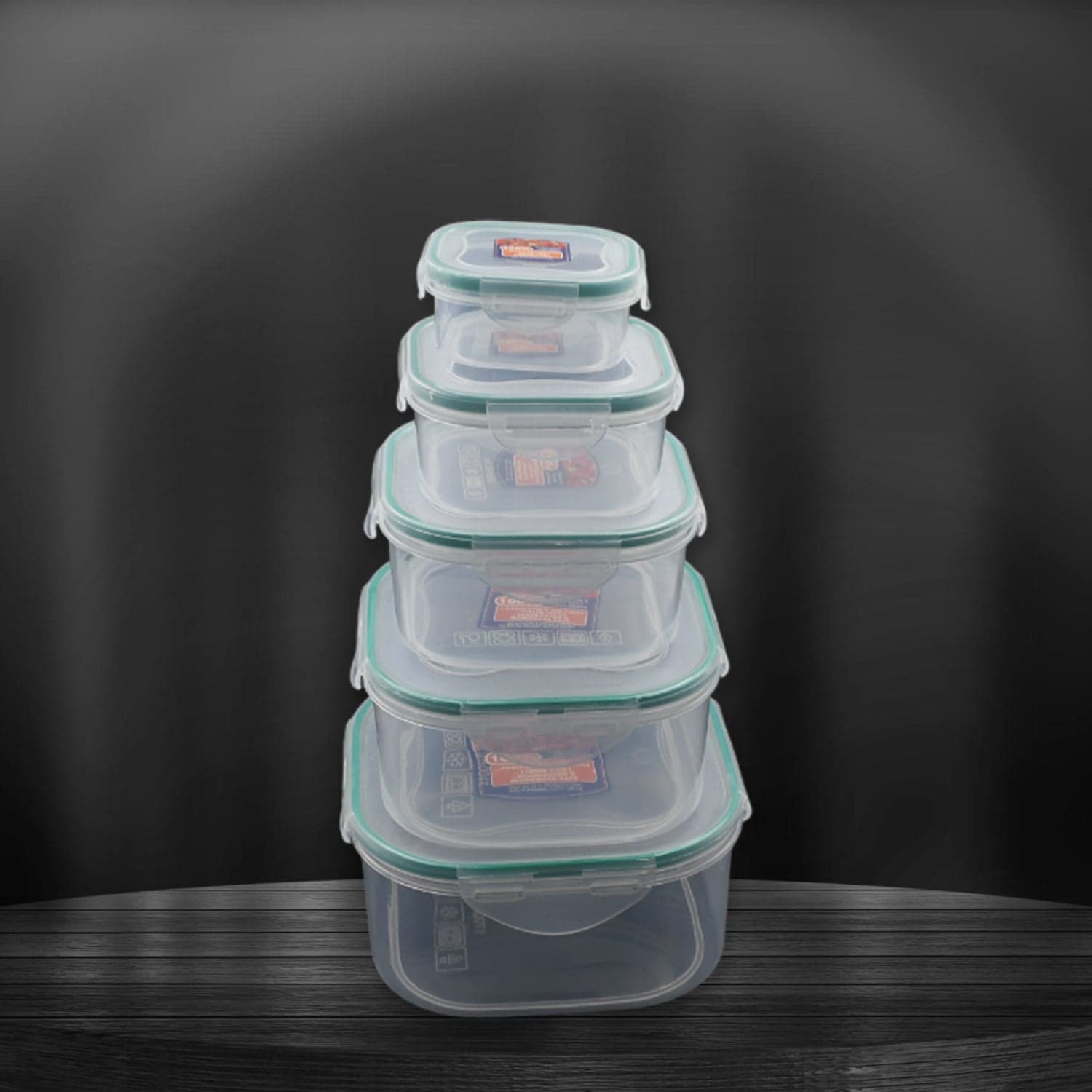 Kitchen Storage Containers Set Of Fridge Storage, Plastic Organizer, Snap-Seal Lunch Box (5 Pcs Set) thumbnail 4
