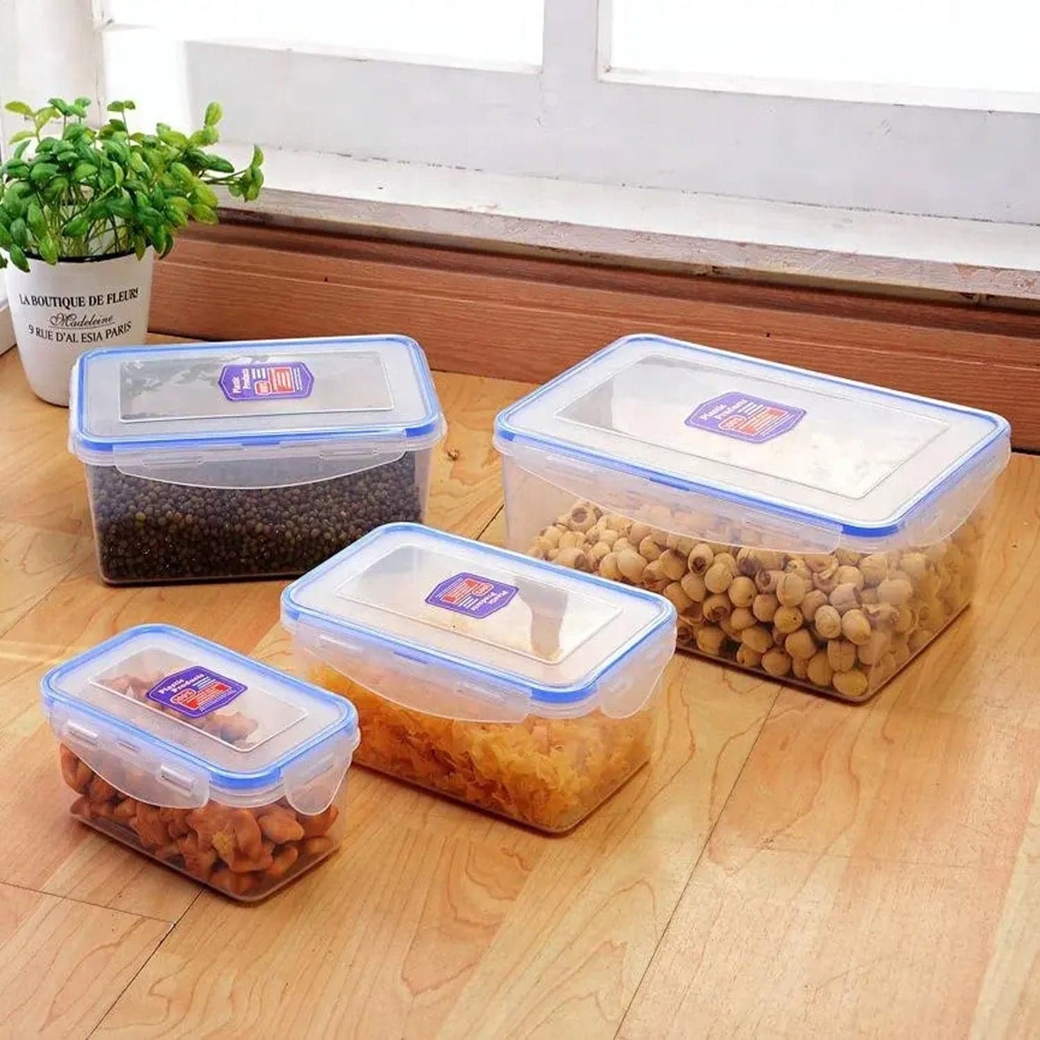 Kitchen Storage Containers Set Of Fridge Storage, Plastic Organizer, Snap-Seal Lunch Box (5 Pcs Set) thumbnail 5