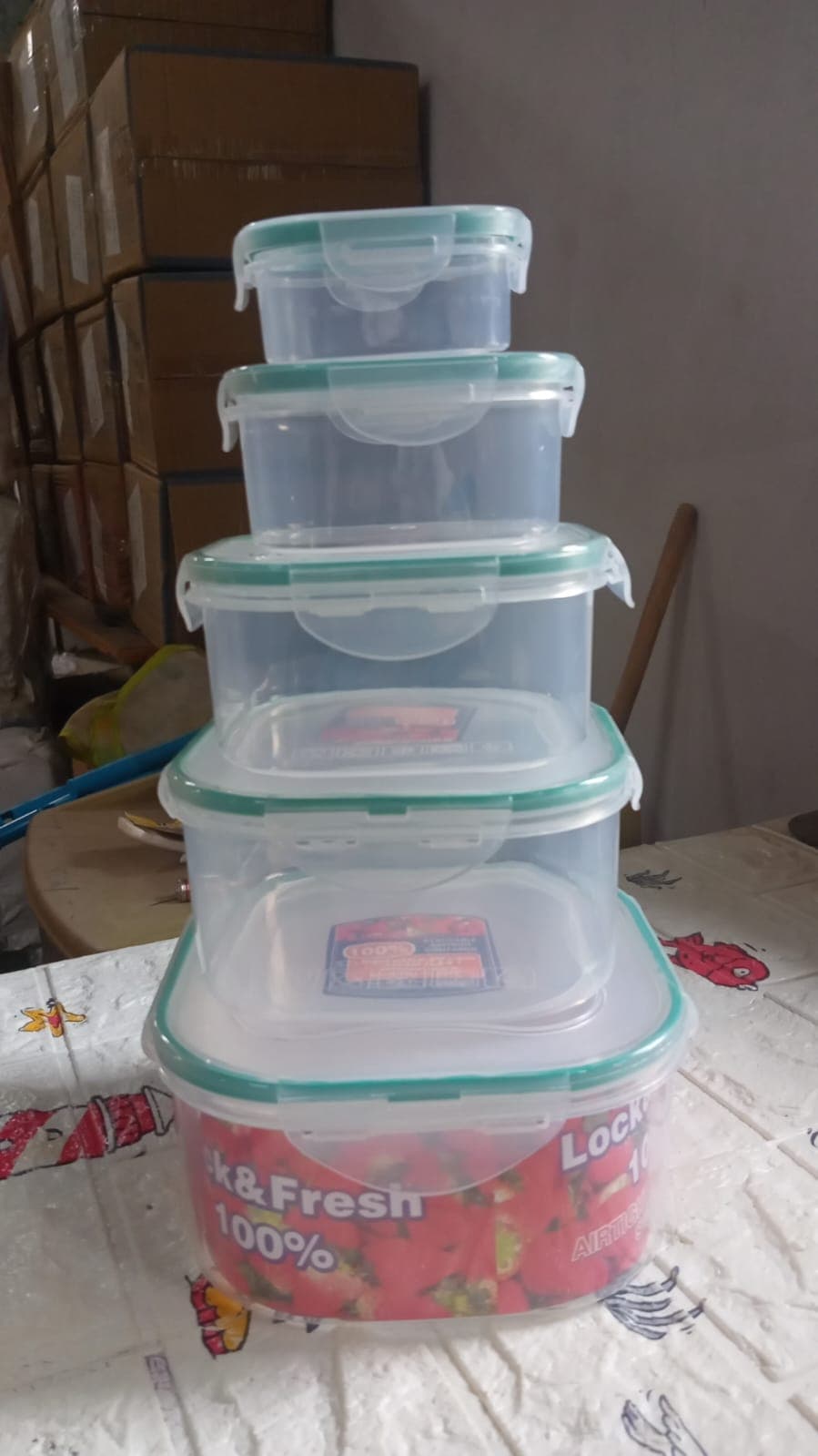 Kitchen Storage Containers Set Of Fridge Storage, Plastic Organizer, Snap-Seal Lunch Box (5 Pcs Set) thumbnail 8