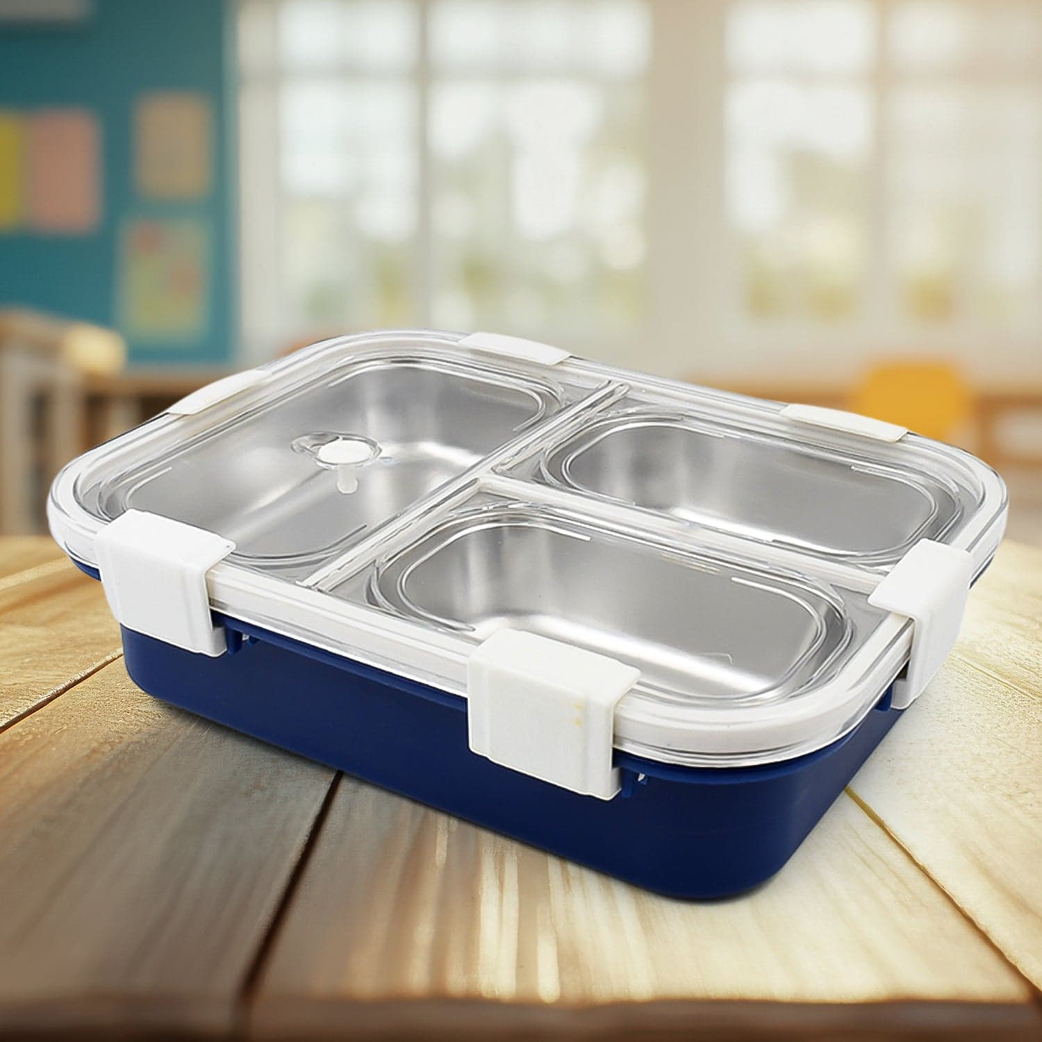 3 Compartment Transparent Stainless Steel Lunch Box For Kids thumbnail 3