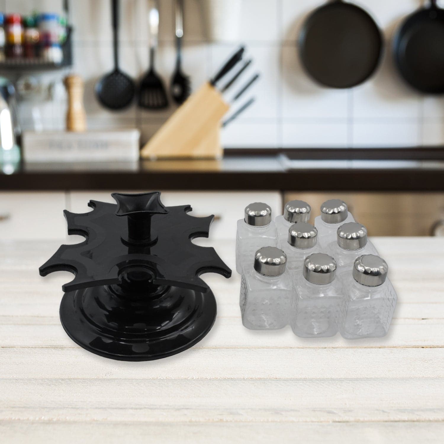 360° Revolving Spice Rack | 8-Piece Square Container Set | All-New Design for Condiments thumbnail 2