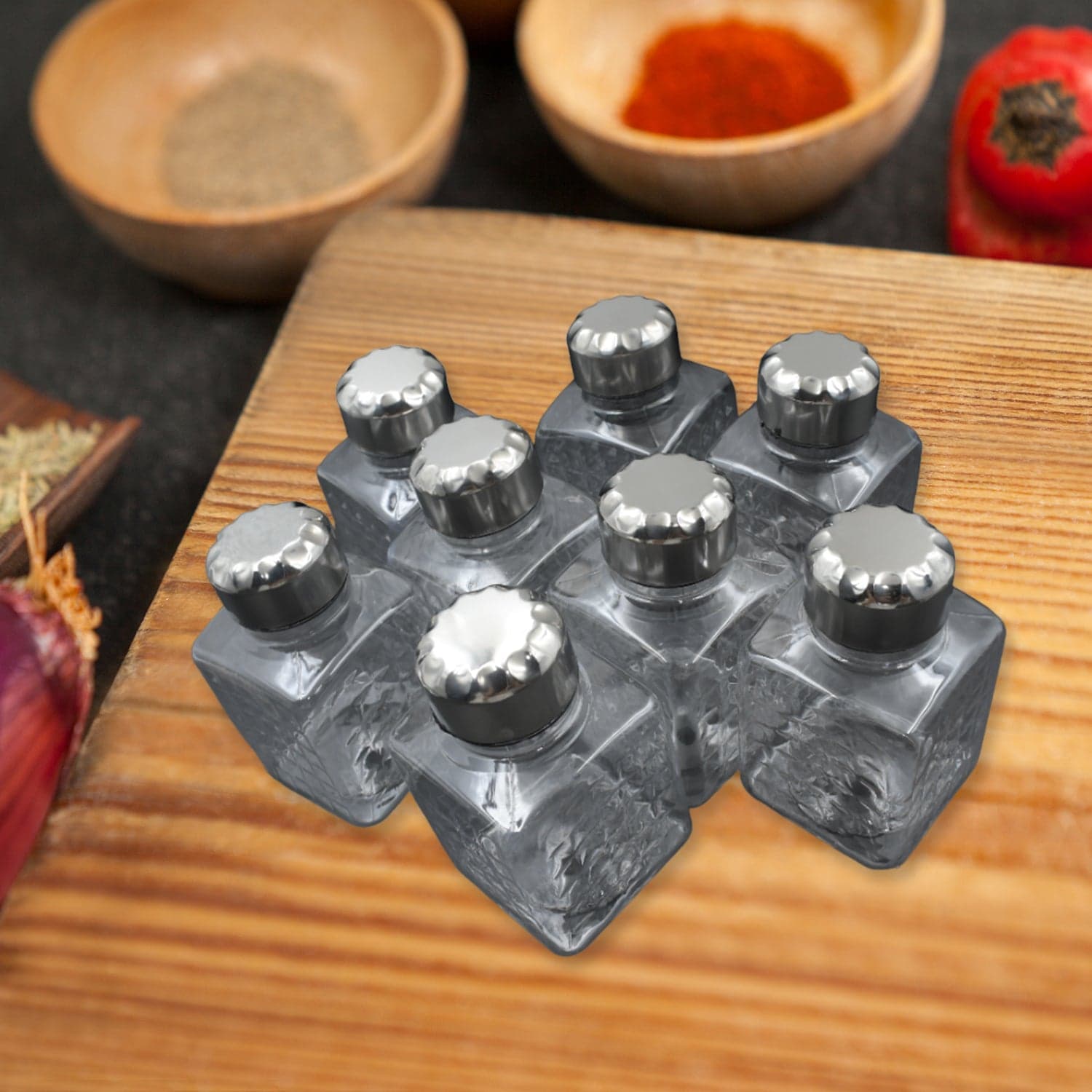 360° Revolving Spice Rack | 8-Piece Square Container Set | All-New Design for Condiments thumbnail 5