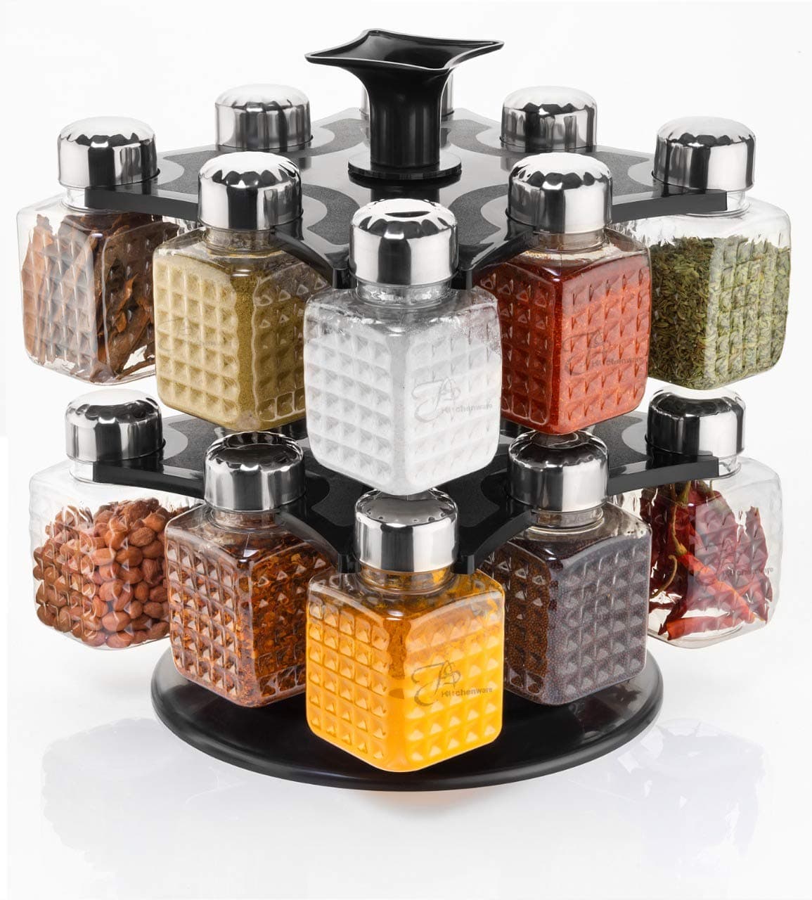 All New Square 16 Bottle Design 360 Degree Revolving Spice Rack Container Condiment thumbnail 1