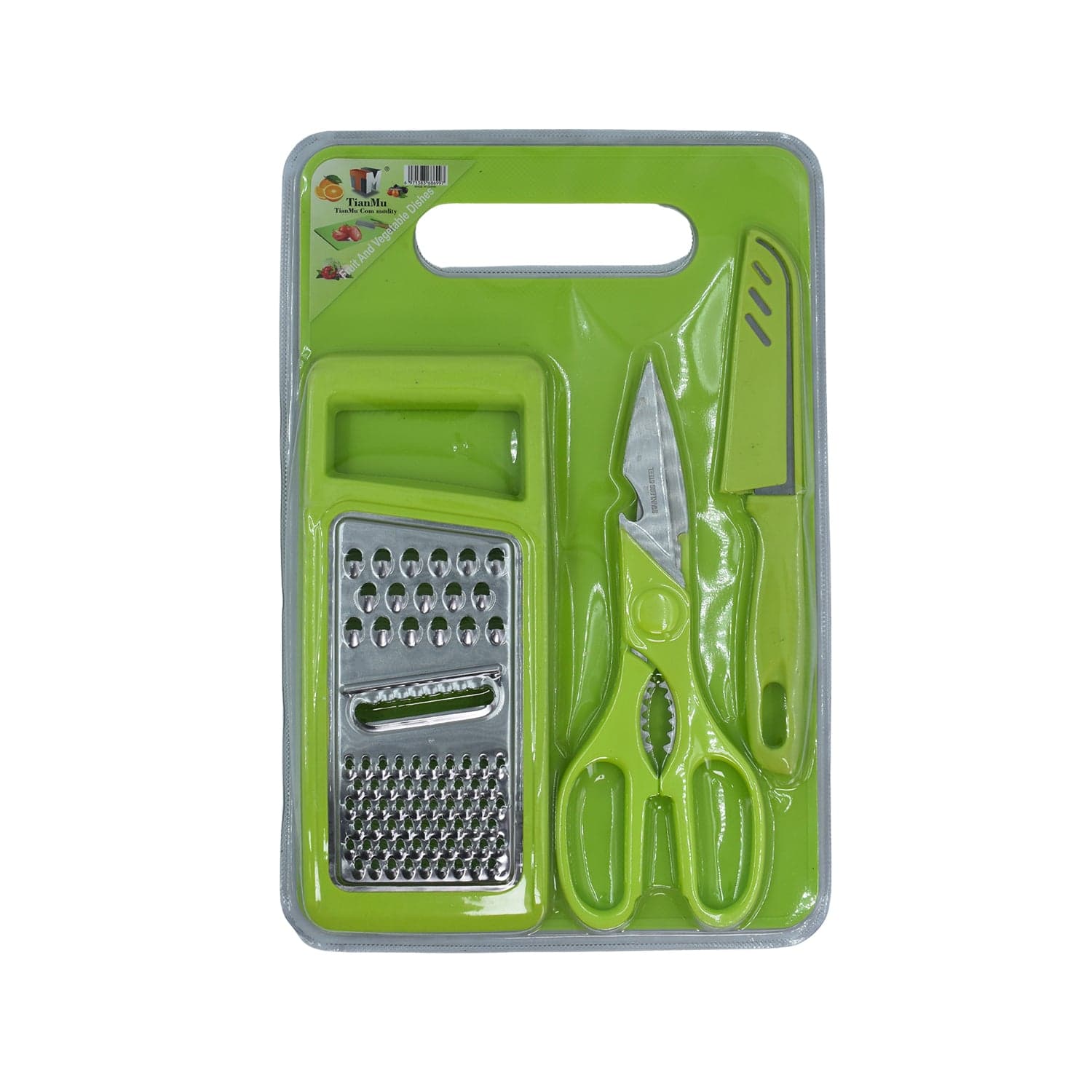 Plastic Chopping Board with Knife Set and Scissor And Wine Stainless Steel And Plastic Kitchen item Multipurpose cutting vegetables thumbnail 6