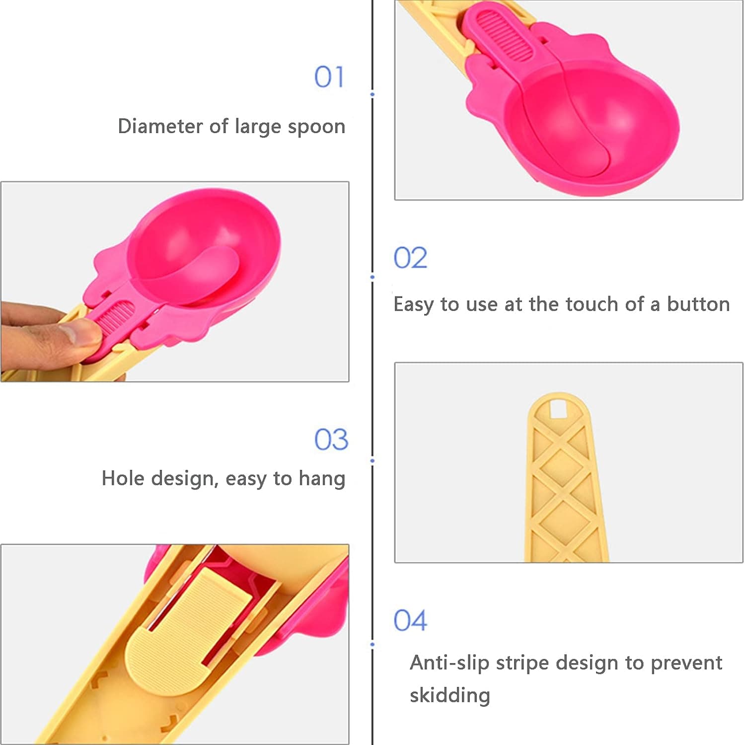 2-Piece Plastic Ice Cream & Watermelon Scooper with Trigger Dipper thumbnail 6