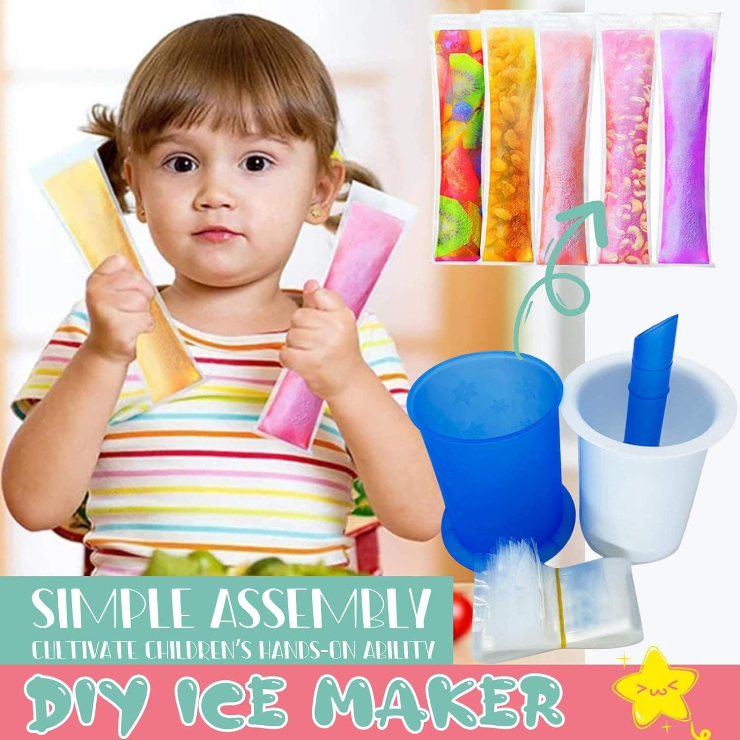 DIY Manual Popsicle Maker of Reusable Ice Cream Mold (Approx 20 Pcs Packing Bag) thumbnail 7