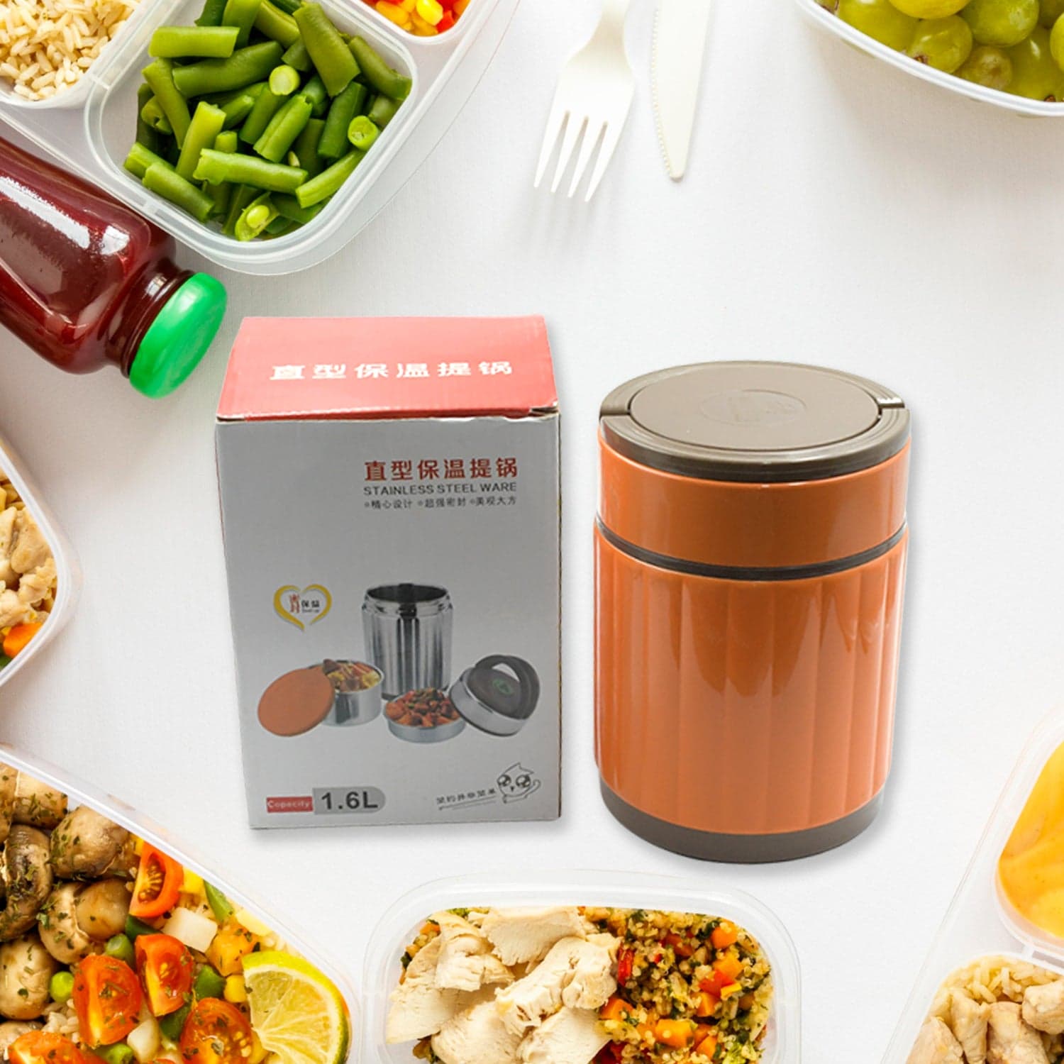 Leak-Proof Thermos Flask For Hot Food, Warm Soup Cup, Vacuum Insulated Lunch Box, Food Box For Thermal Container For Food Stainless Steel thumbnail 7