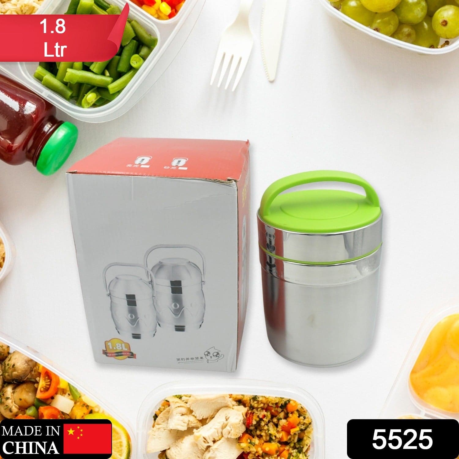Leak-Proof Thermos Flask For Hot Food, Warm Soup Cup, Vacuum Insulated Lunch Box, Food Box For Thermal Container For Food Stainless Steel (1.8 L) thumbnail 2
