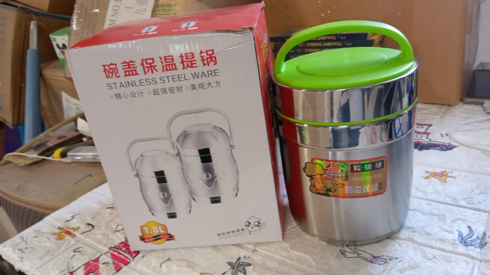 Leak-Proof Thermos Flask For Hot Food, Warm Soup Cup, Vacuum Insulated Lunch Box, Food Box For Thermal Container For Food Stainless Steel (1.8 L) thumbnail 9