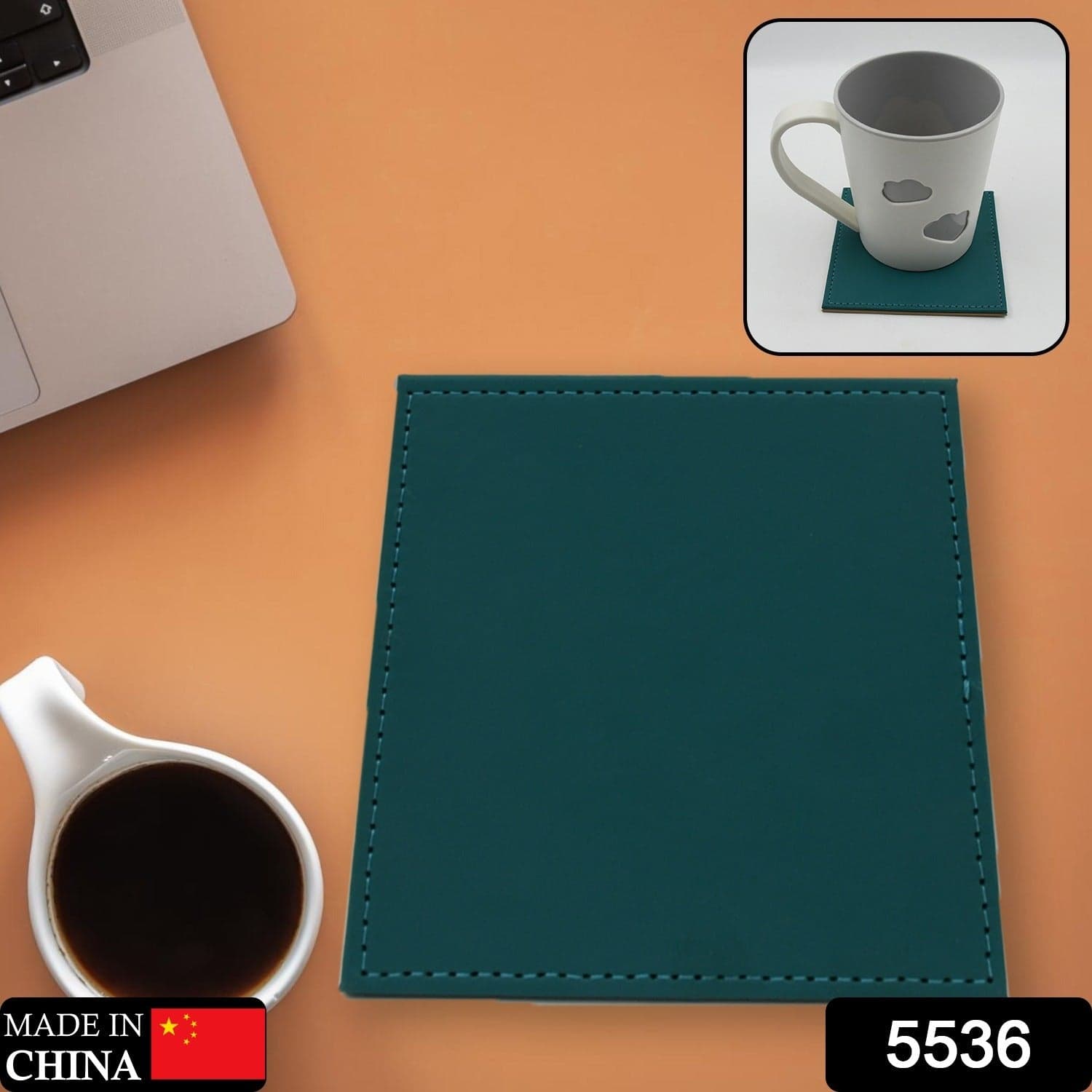 Square Leather Tea Coaster of Durable Dining Table Accessory (1 Pc) thumbnail 2