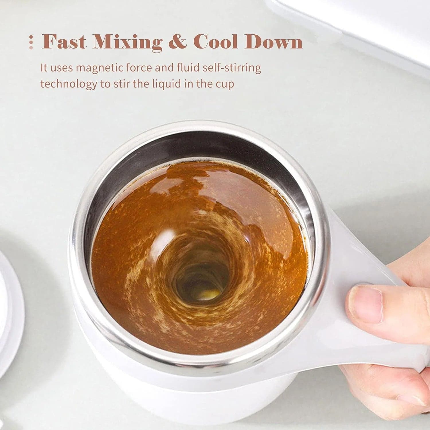 Stirring Coffee Mug | Magnetic Stirring Coffee Cup | Stainless Steel Mug For Milk | Travel Mixing Cup | Self Stirring Coffee Mug thumbnail 10