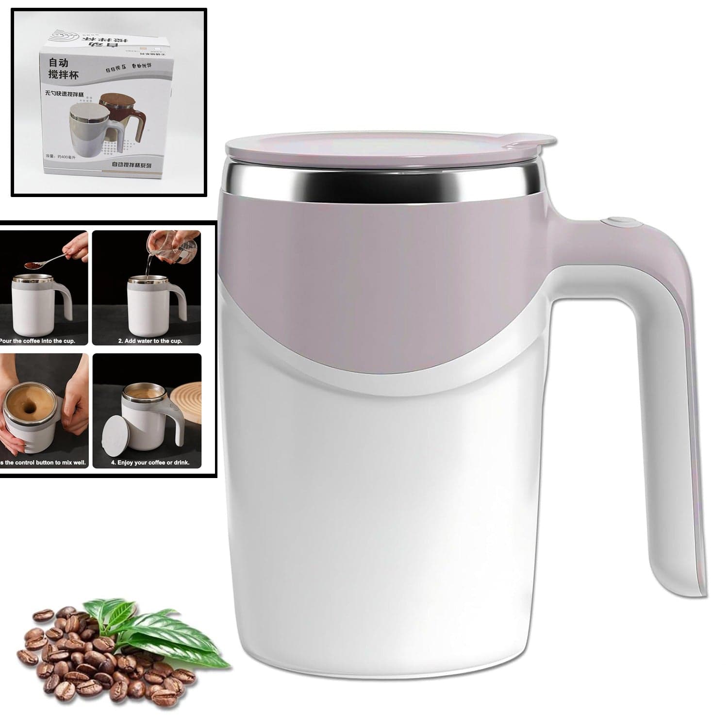 Stirring Coffee Mug | Magnetic Stirring Coffee Cup | Stainless Steel Mug For Milk | Travel Mixing Cup | Self Stirring Coffee Mug thumbnail 3