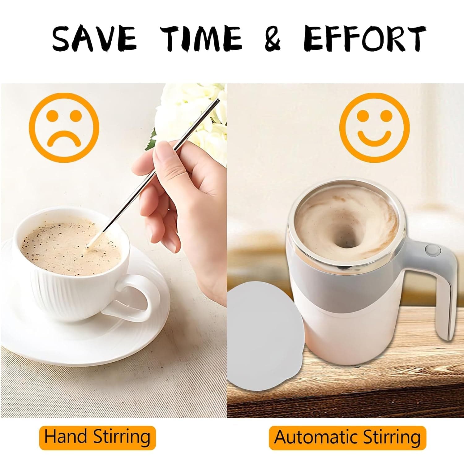 Stirring Coffee Mug | Magnetic Stirring Coffee Cup | Stainless Steel Mug For Milk | Travel Mixing Cup | Self Stirring Coffee Mug thumbnail 8