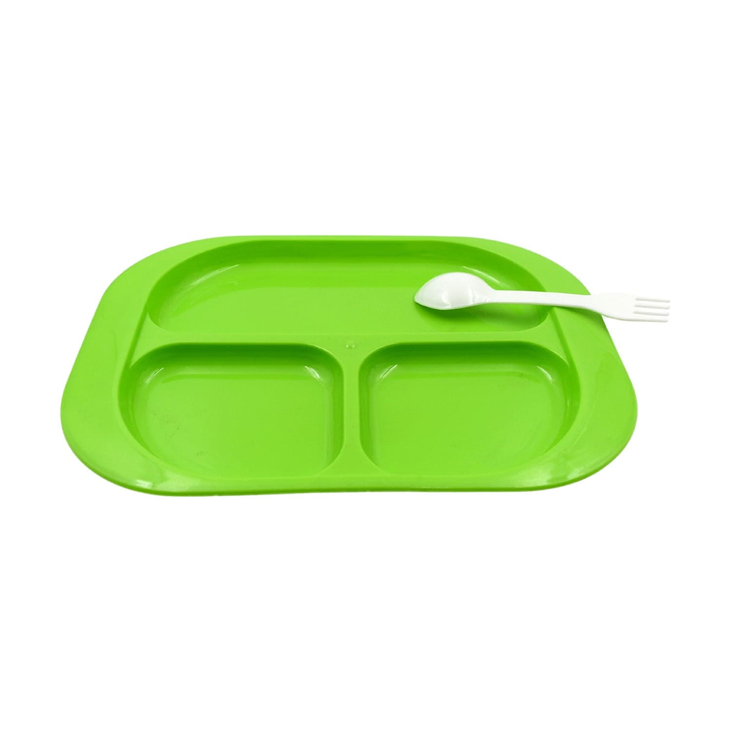 Plastic Food Plates / Biodegradable 3 Compartment Square Plate With Spoon For Food Snacks / Nuts / Desserts Plates For Kids thumbnail 3